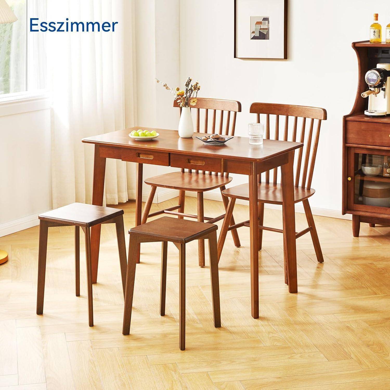 Schreibtisch Massivholz Schubladen 100x50 cm Rustikales Braun
