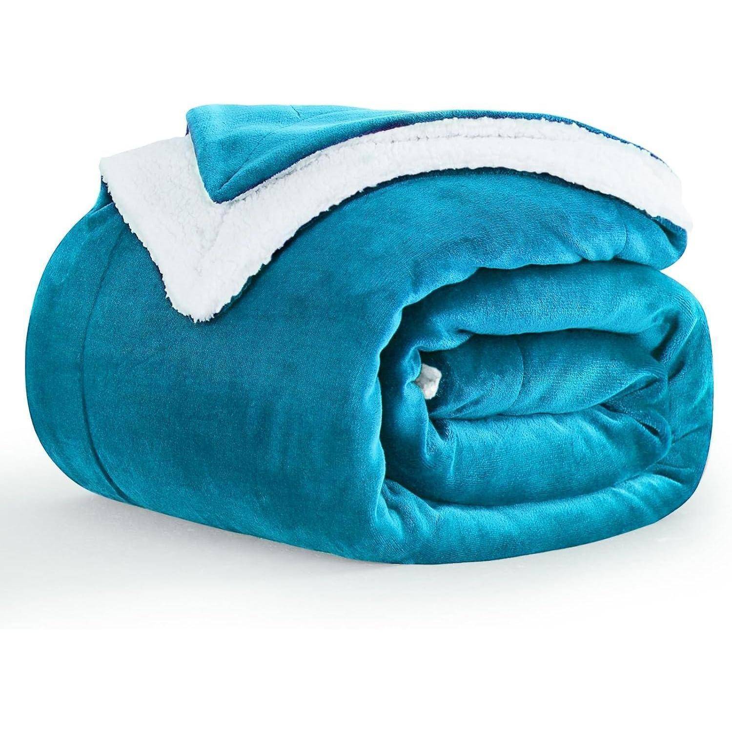 Kuscheldecke Flauschig Petrol Sherpa Fleece 150 x 200 cm Petrol