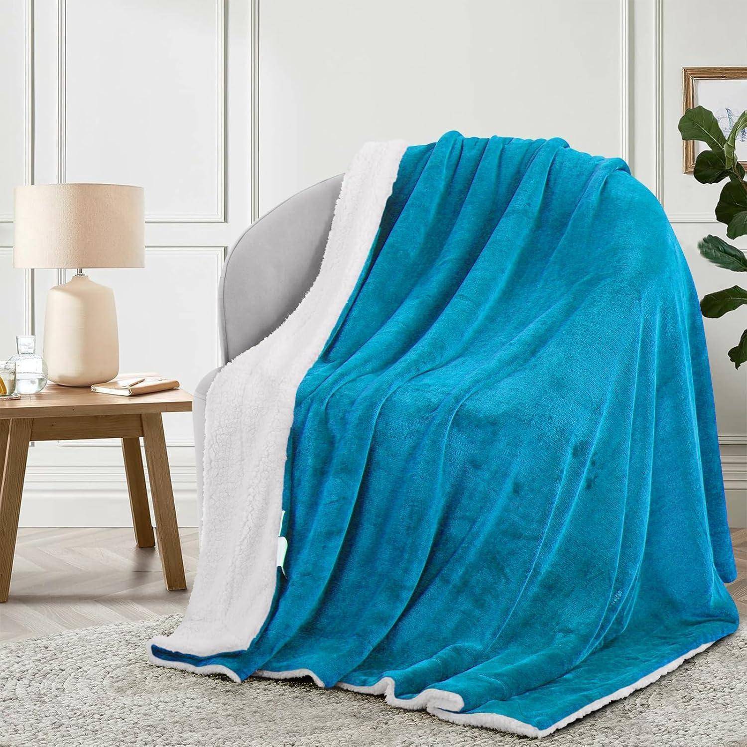 Kuscheldecke Flauschig Petrol Sherpa Fleece 150 x 200 cm Petrol