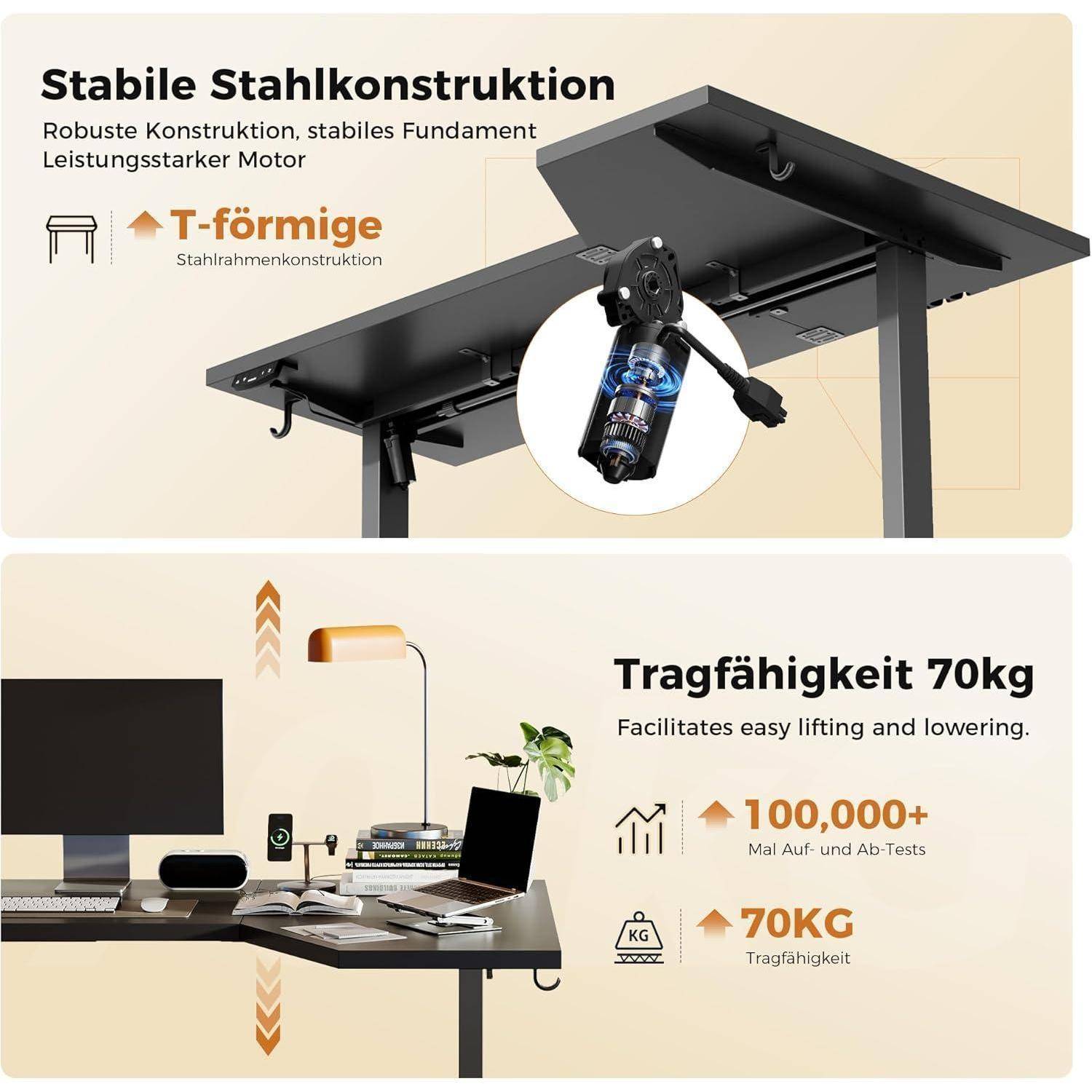Stehschreibtisch elektrisch höhenverstellbar Schwarz 150 x 90 cm