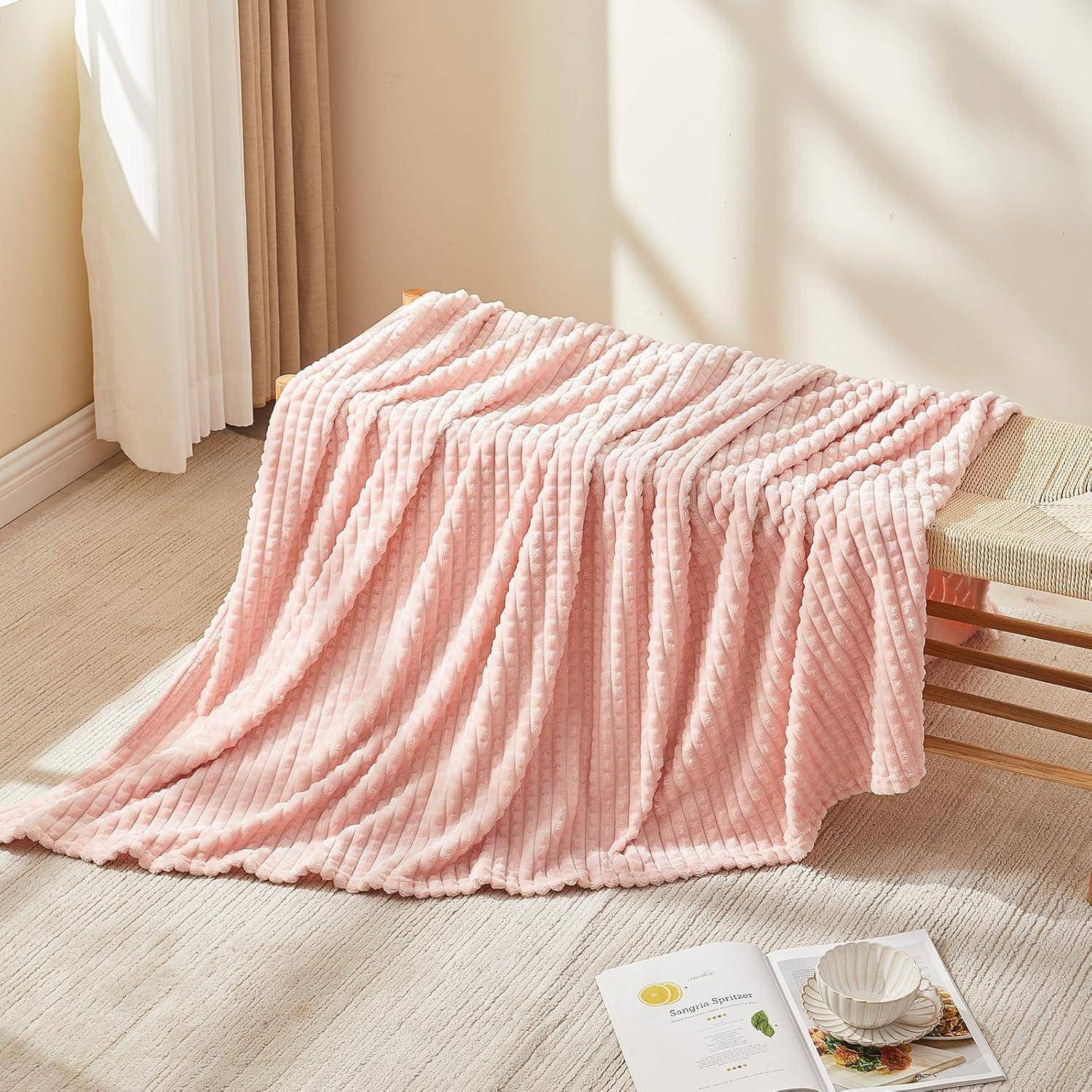 Kuscheldecke Fleecedecke Couchdecke hellrosa 02-hellrosa 130 x 150cm