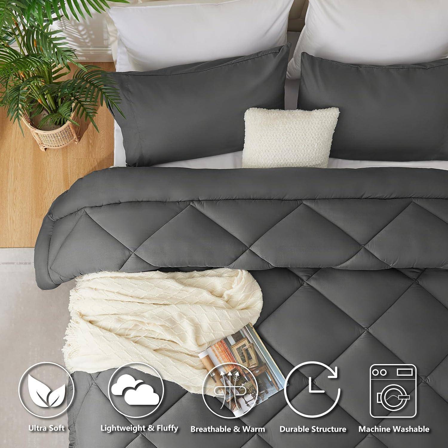 Bettdecke Ganzjahresdecke Mikrofaser 240x260 300gsm 240 x 260 cm Grau
