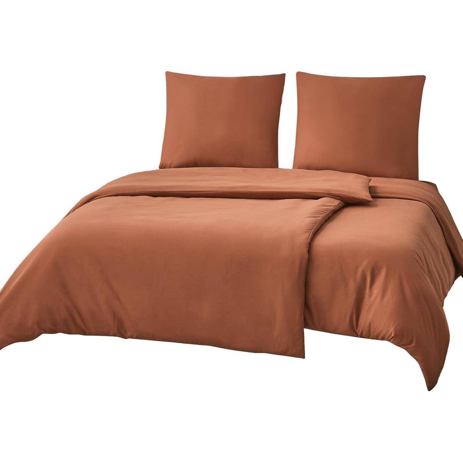 Bettwäsche 06 Orange Gebrannt 4Teilig 2x 135x200 cm 2x 80x80 cm