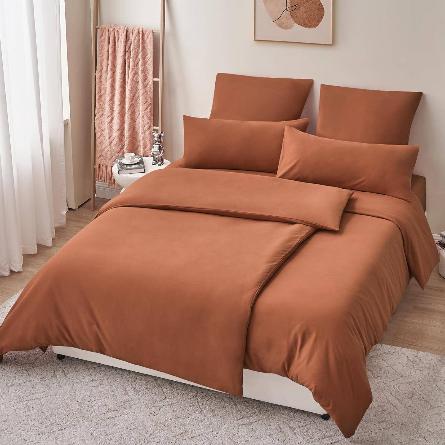 Bettwäsche 06 Orange Gebrannt 4Teilig 2x 135x200 cm 2x 80x80 cm
