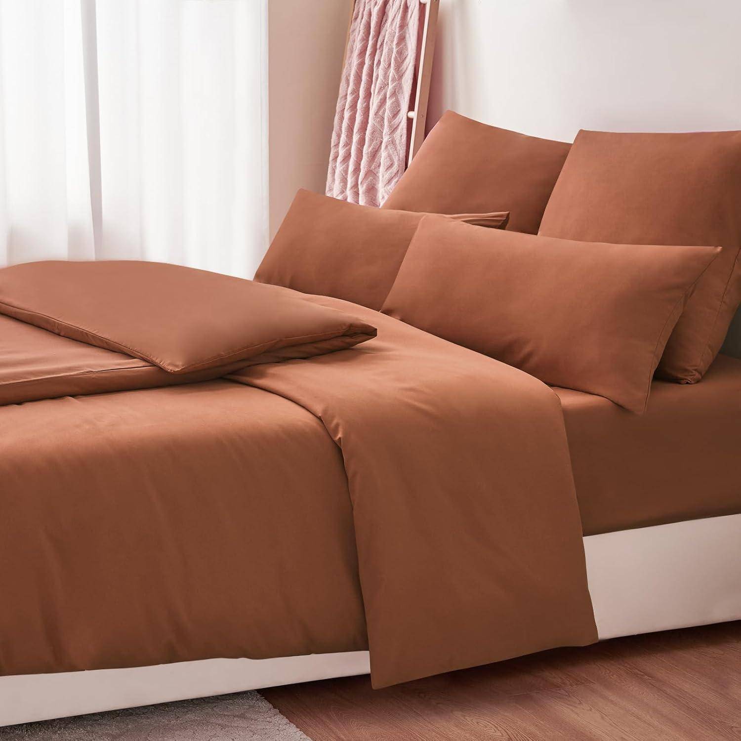 Bettwäsche 06 Orange Gebrannt 4Teilig 2x 135x200 cm 2x 80x80 cm