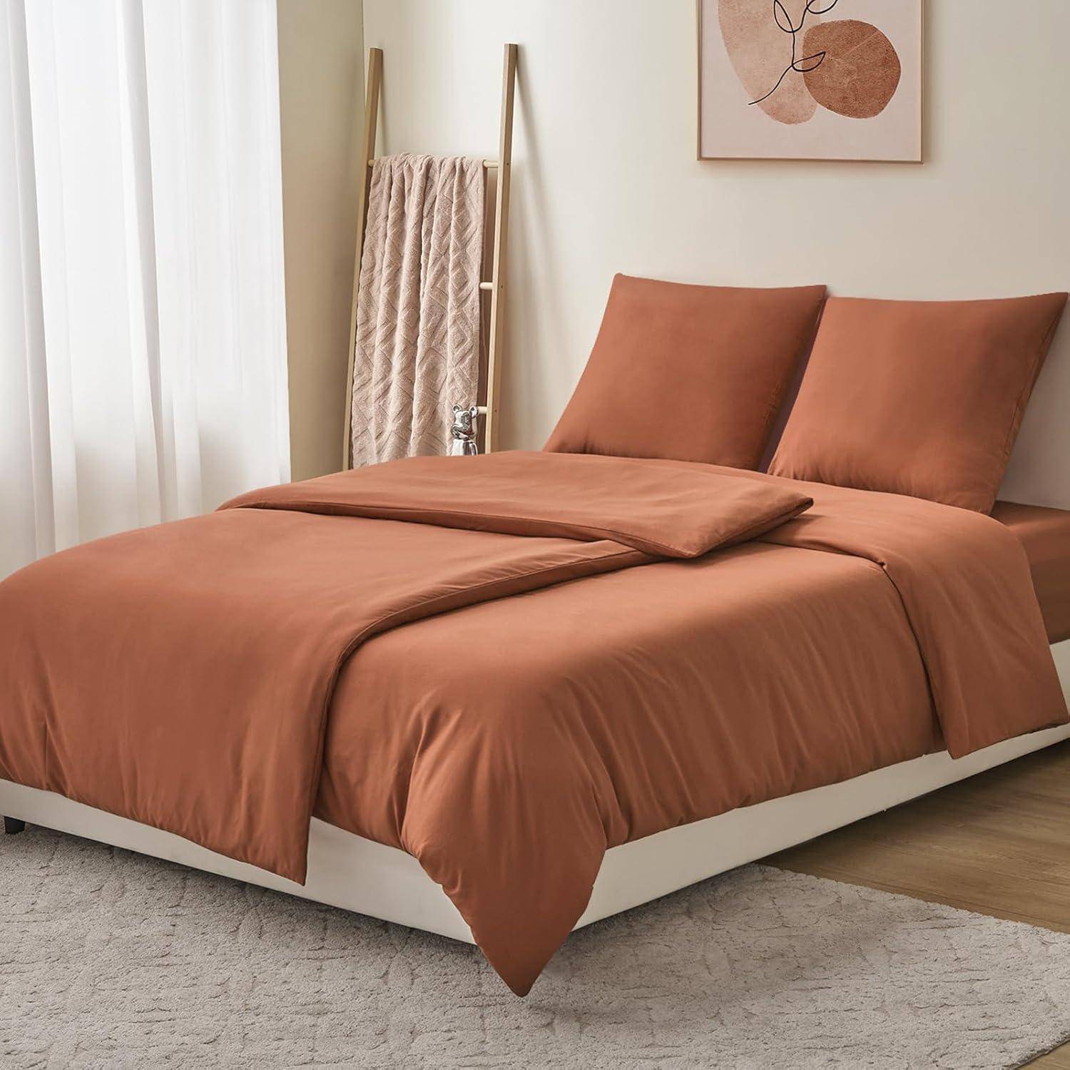 Bettwäsche 06 Orange Gebrannt 4Teilig 2x 135x200 cm 2x 80x80 cm
