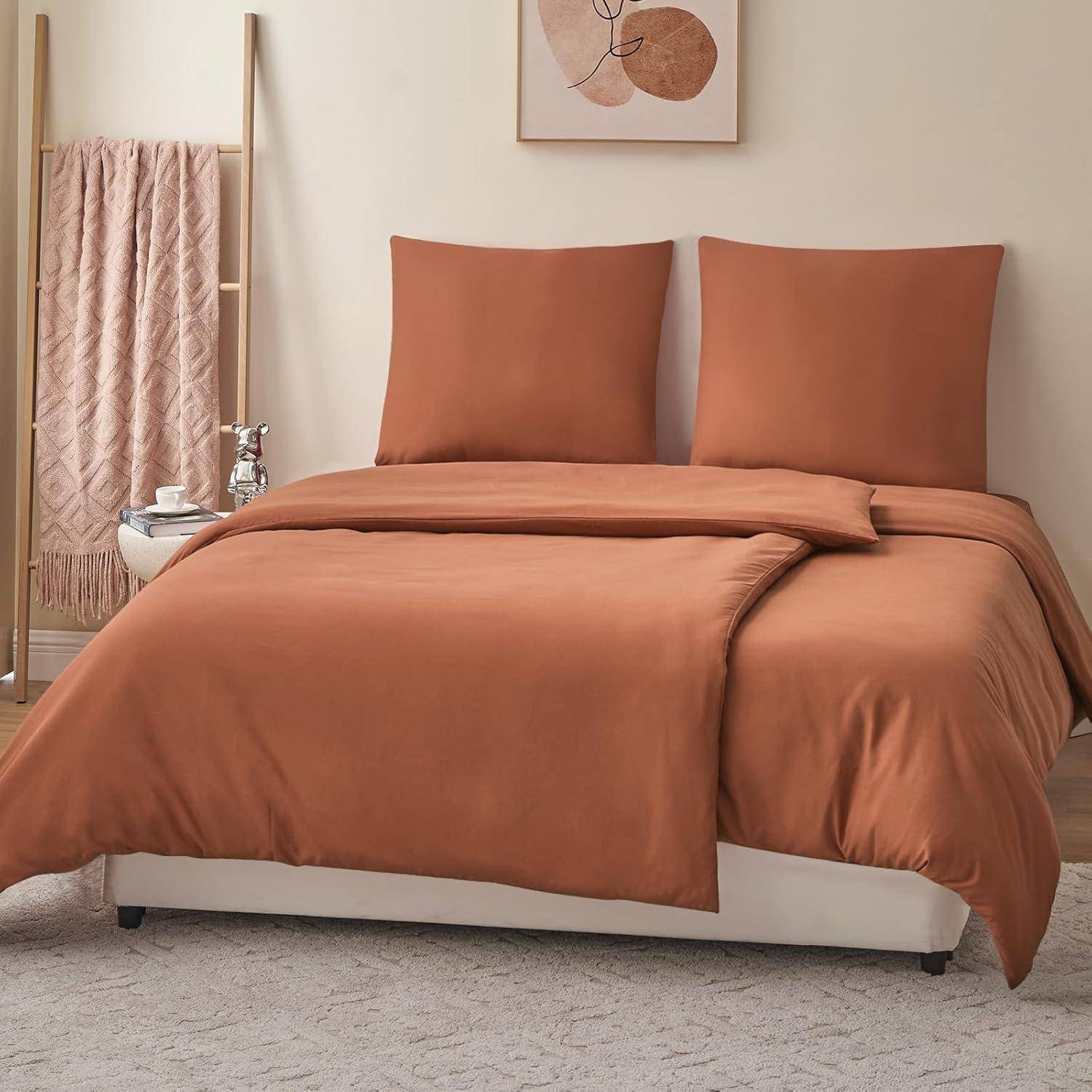 Bettwäsche 06 Orange Gebrannt 4Teilig 2x 135x200 cm 2x 80x80 cm