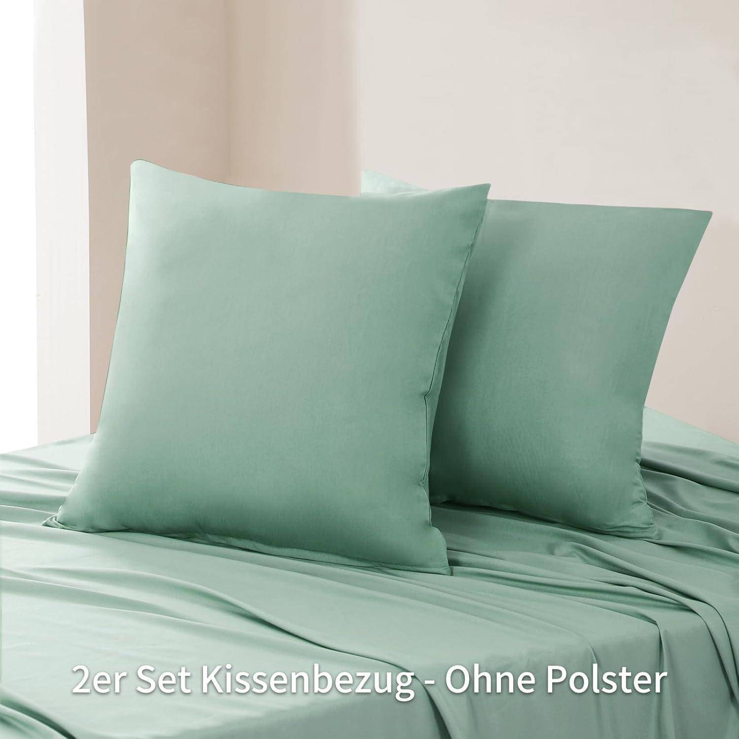 Kissenbezug OekoTex Reißverschluss 80 x 80 cm 2 Stück 05 Salbeigrün