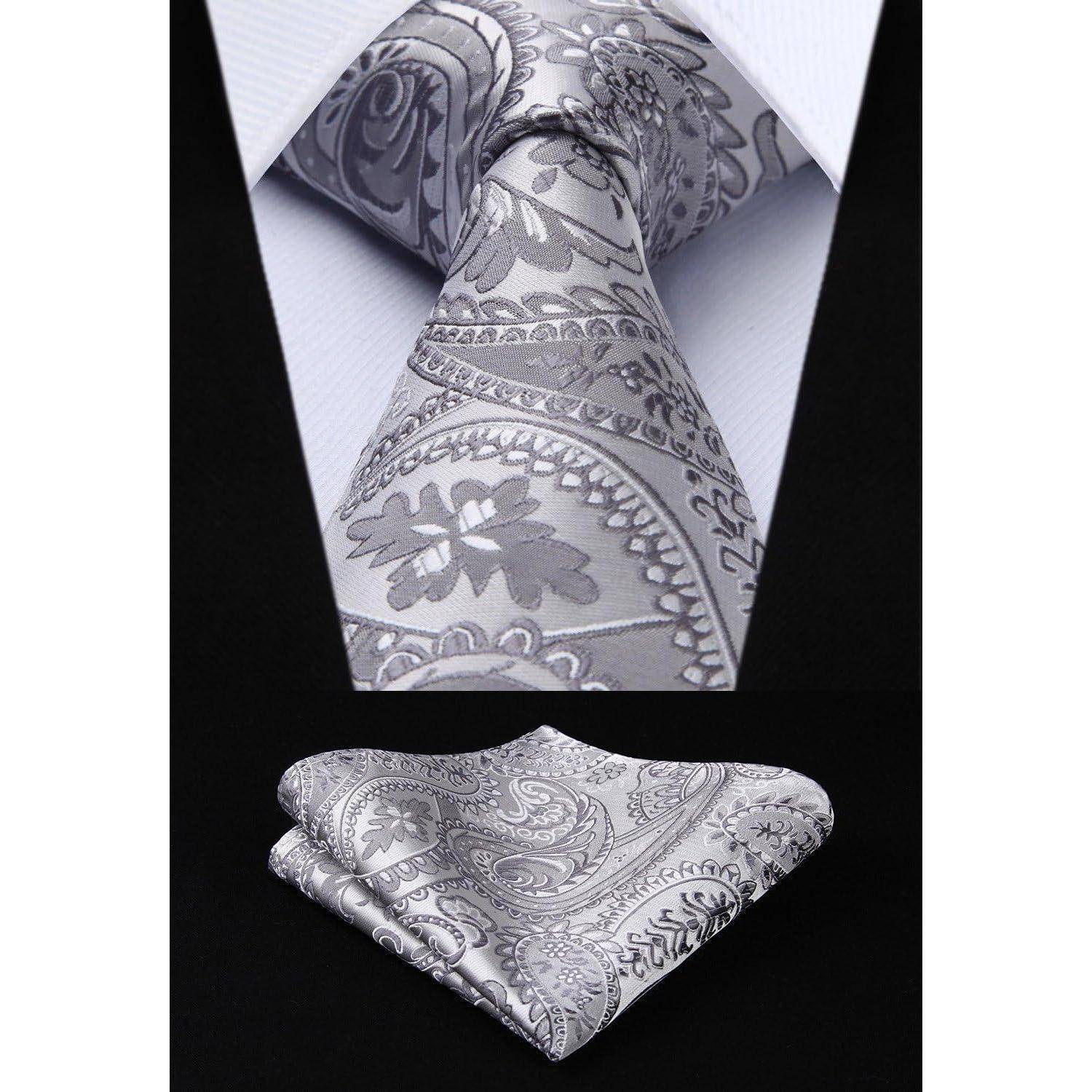 Weste Herren Hochzeit Krawatte Einstecktuch Jacquard Set M Grau
