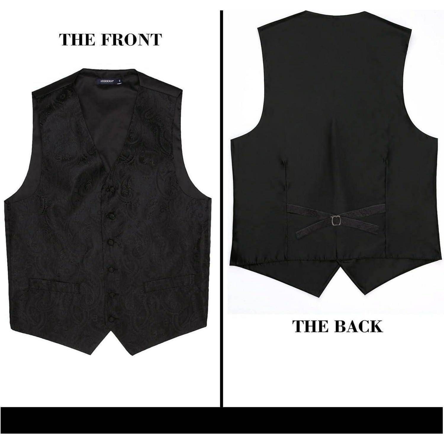 Weste Herren Krawatte Einstecktuch Jacquard Floral 5XL Schwarz