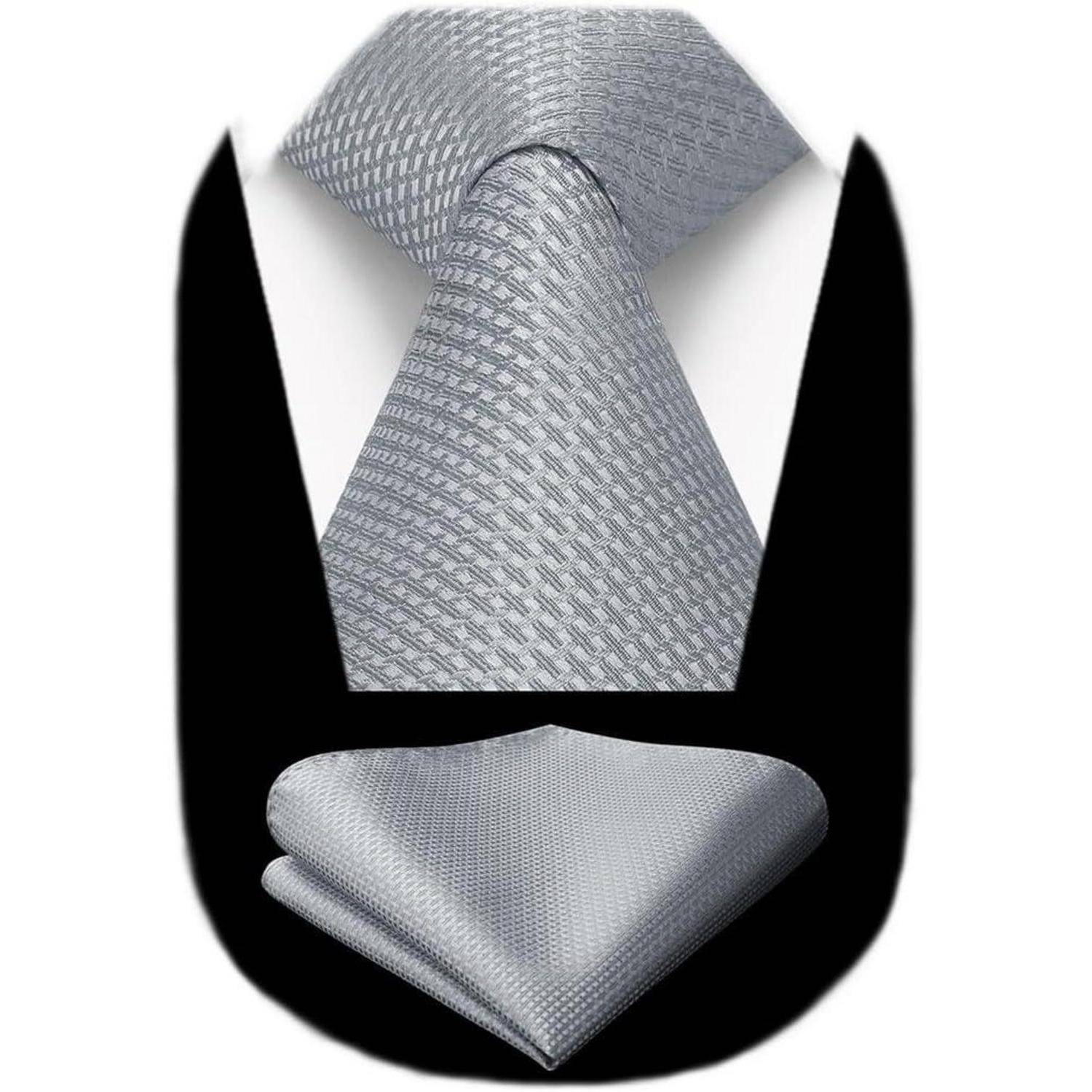 Krawatte Herren Einstecktuch Set Formal Hochzeit Business Graue