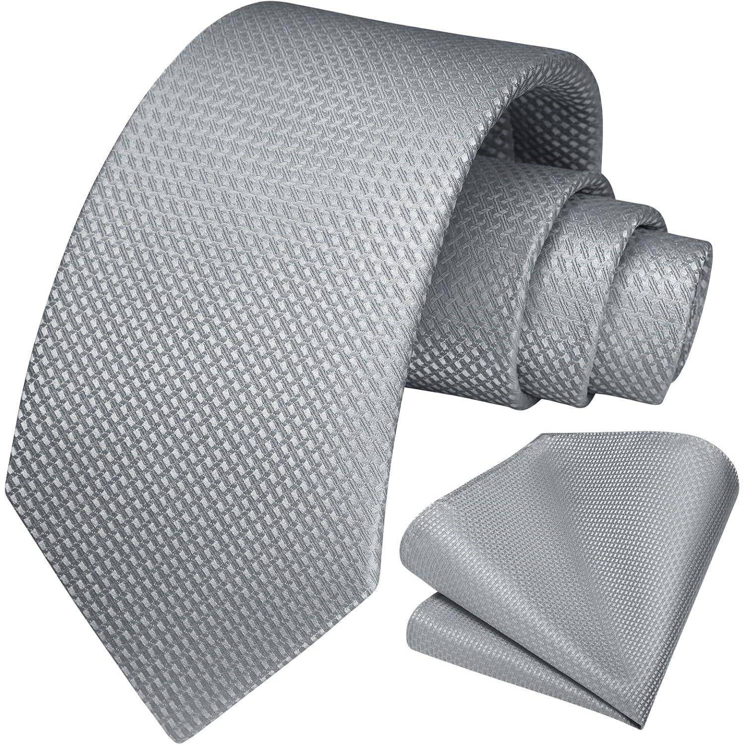 Krawatte Herren Einstecktuch Set Formal Hochzeit Business Graue