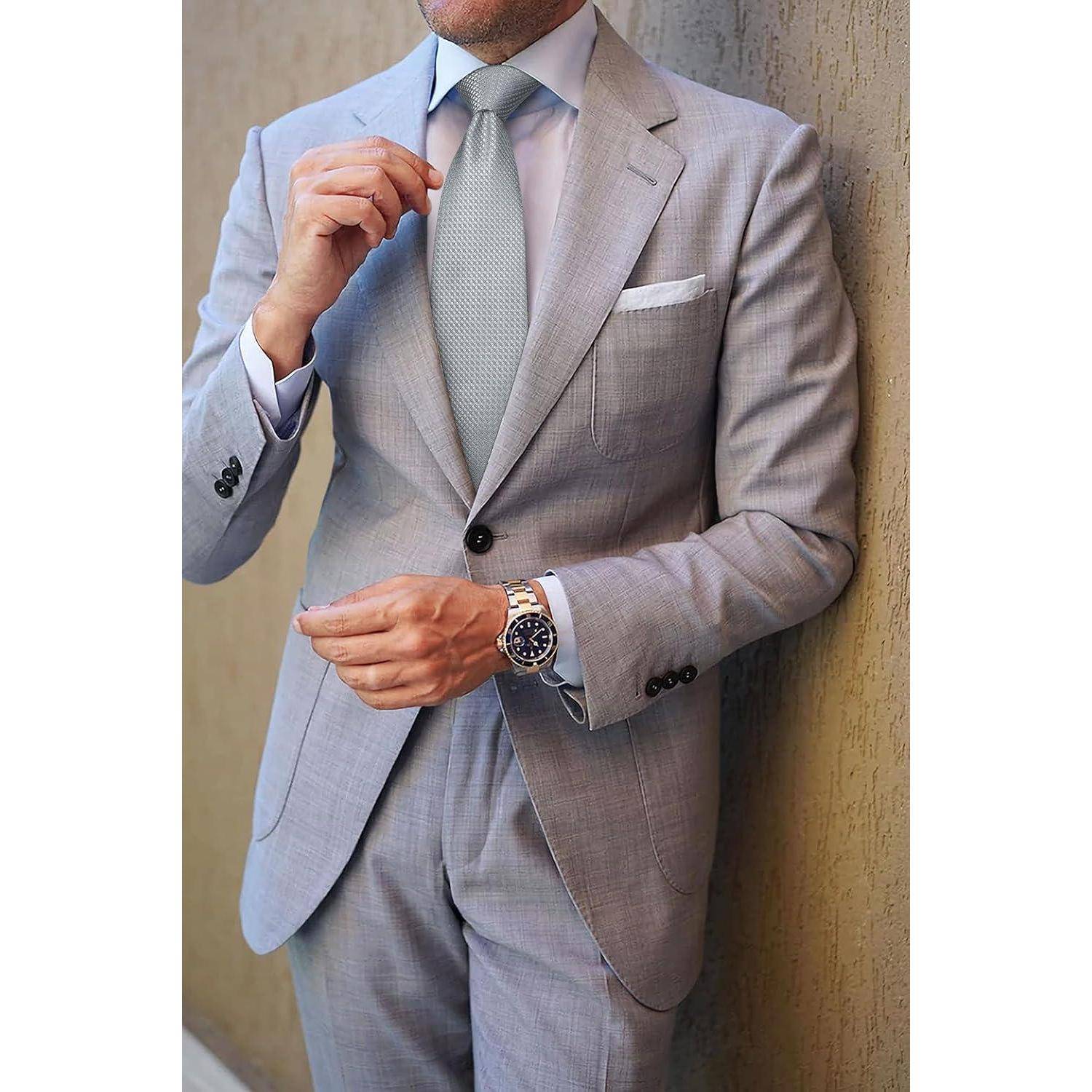 Krawatte Herren Einstecktuch Set Formal Hochzeit Business Graue
