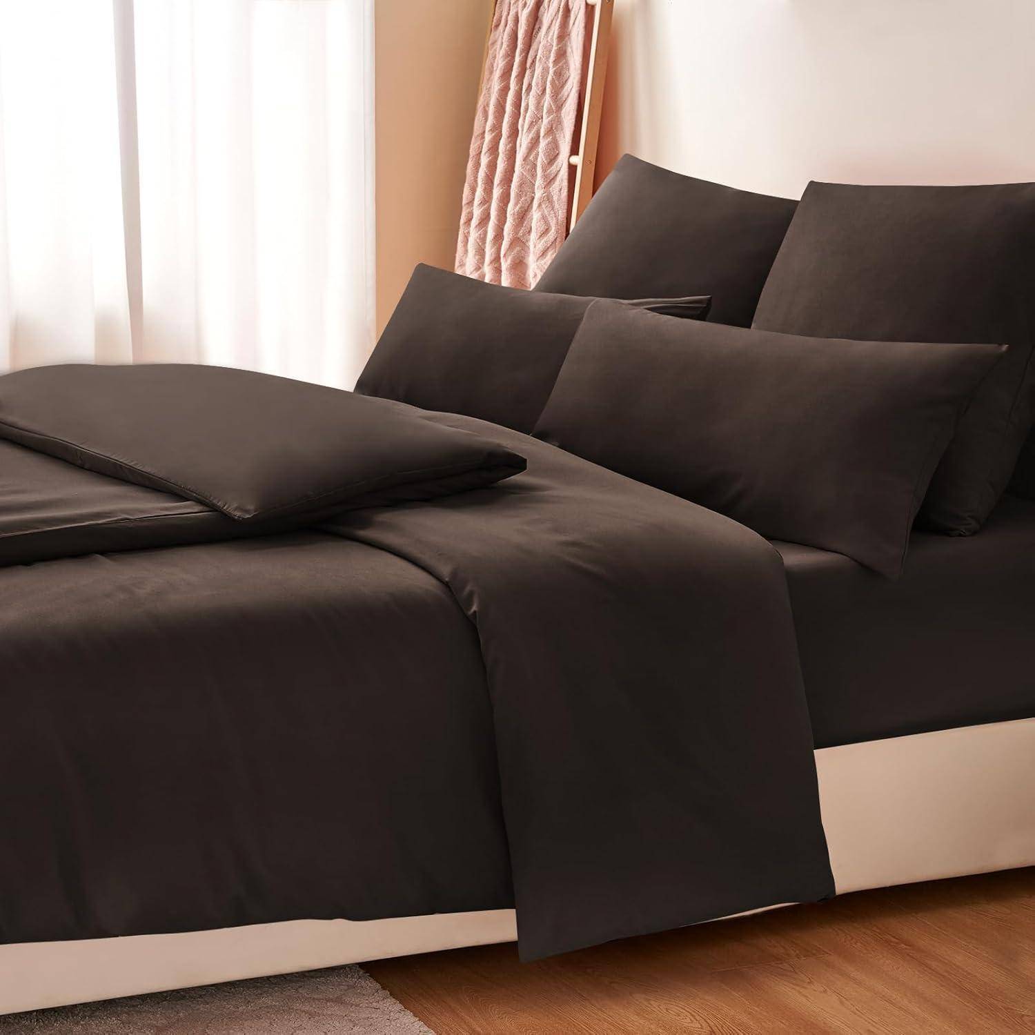 Bettwäsche 135x200 06 Braun 4Teilig 2x 135x200 cm 2x 80x80 cm