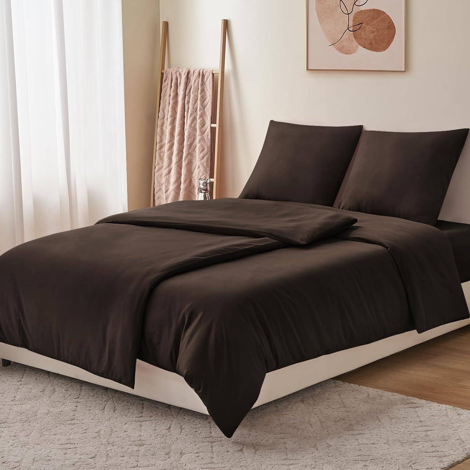 Bettwäsche 135x200 06 Braun 4Teilig 2x 135x200 cm 2x 80x80 cm