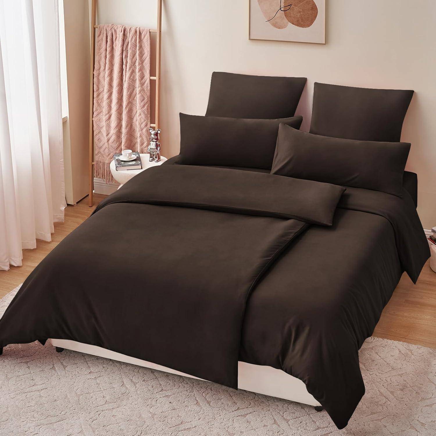 Bettwäsche 135x200 06 Braun 4Teilig 2x 135x200 cm 2x 80x80 cm
