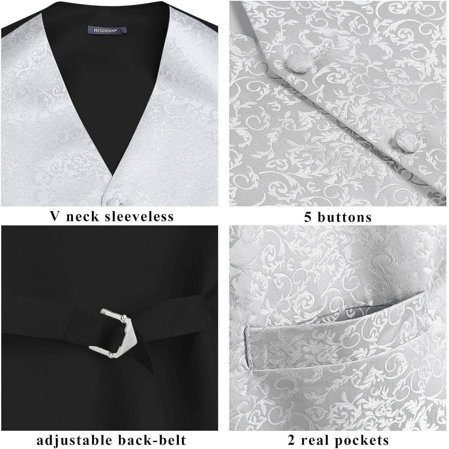 Weste Herren Jacquard Krawatte Einstecktuch Hochzeit Anzug 3XL Gelb 2