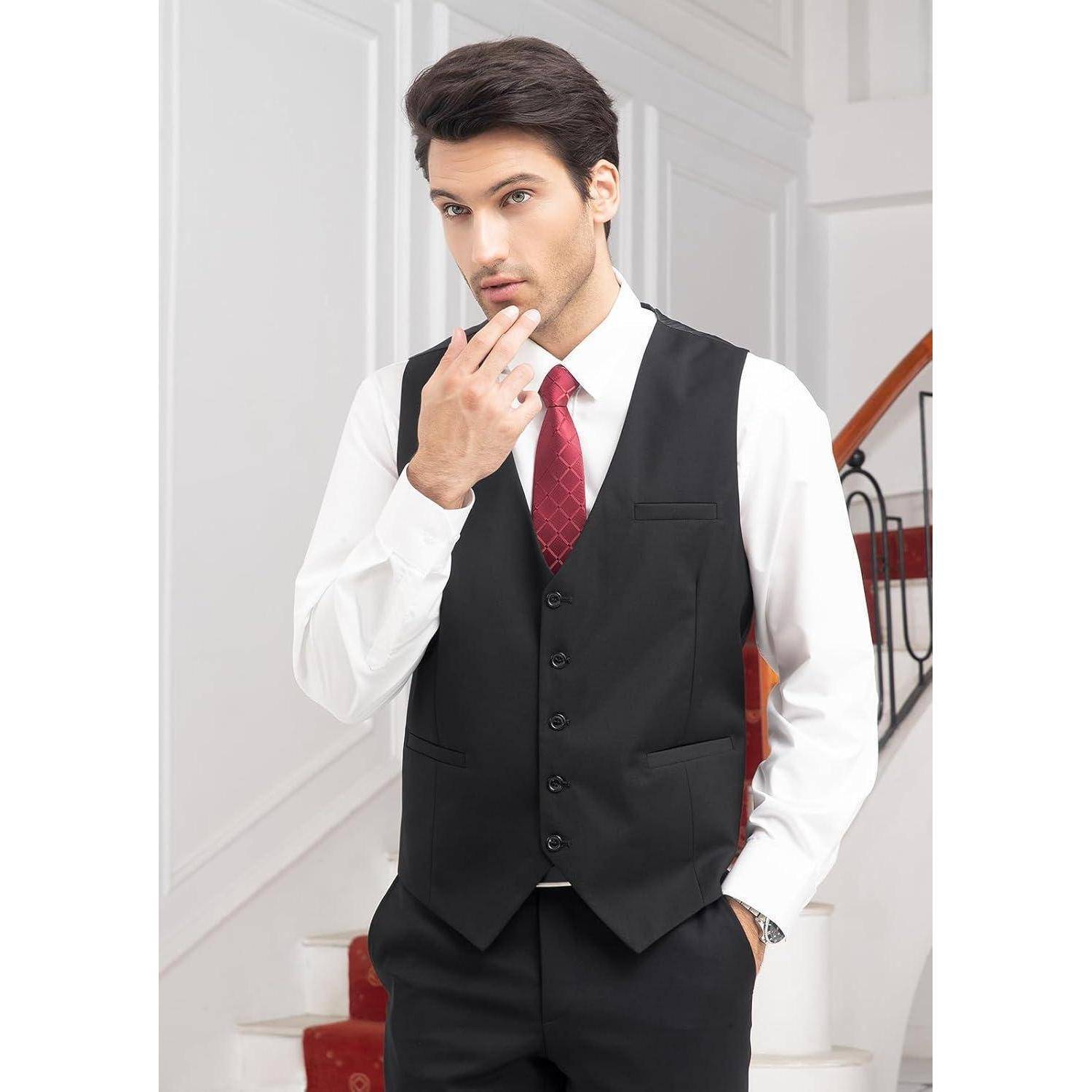 Weste Herren formale Hochzeit Party Baumwolle einfarbig XXL Schwarz