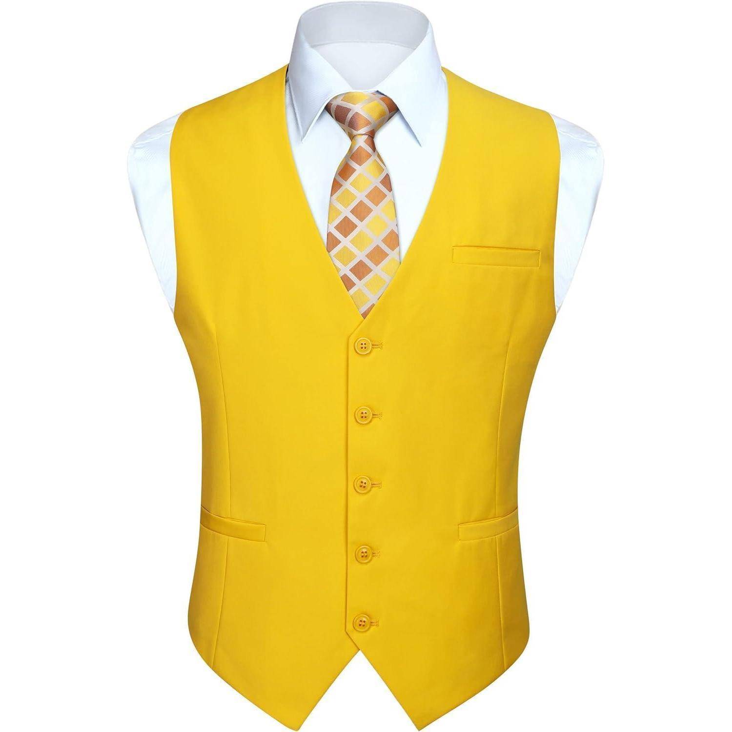 Weste Herren Baumwolle Hochzeit Party S Z1 Gelb