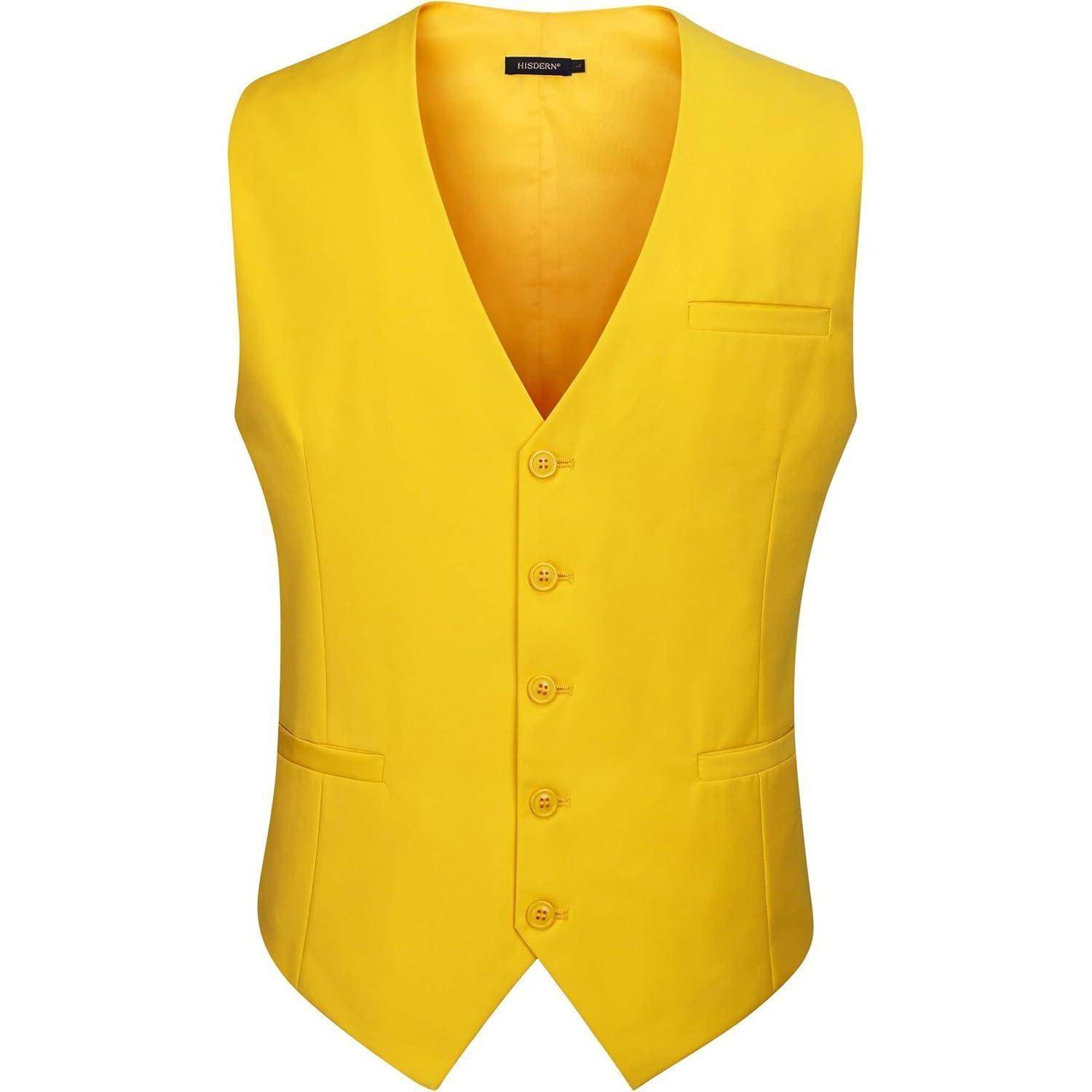 Weste Herren Baumwolle Hochzeit Party S Z1 Gelb