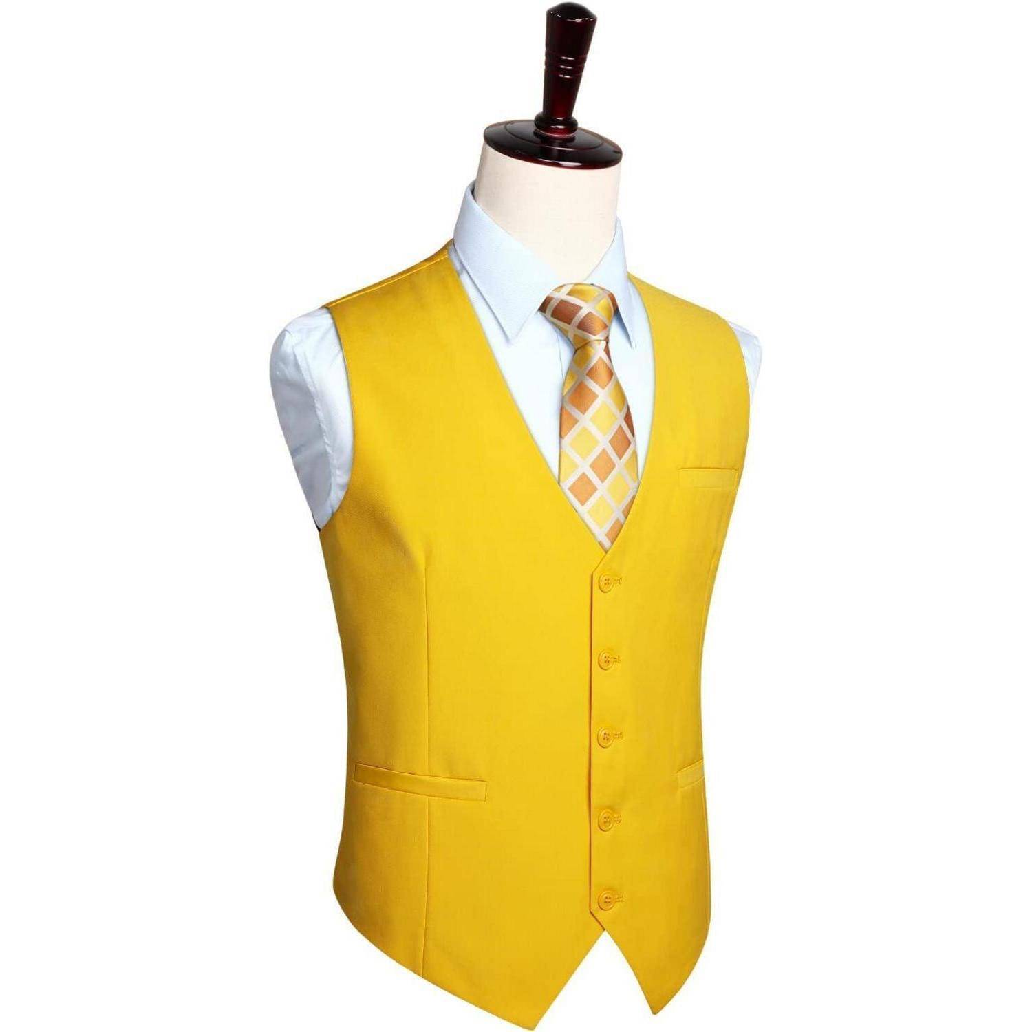 Weste Herren Baumwolle Hochzeit Party S Z1 Gelb