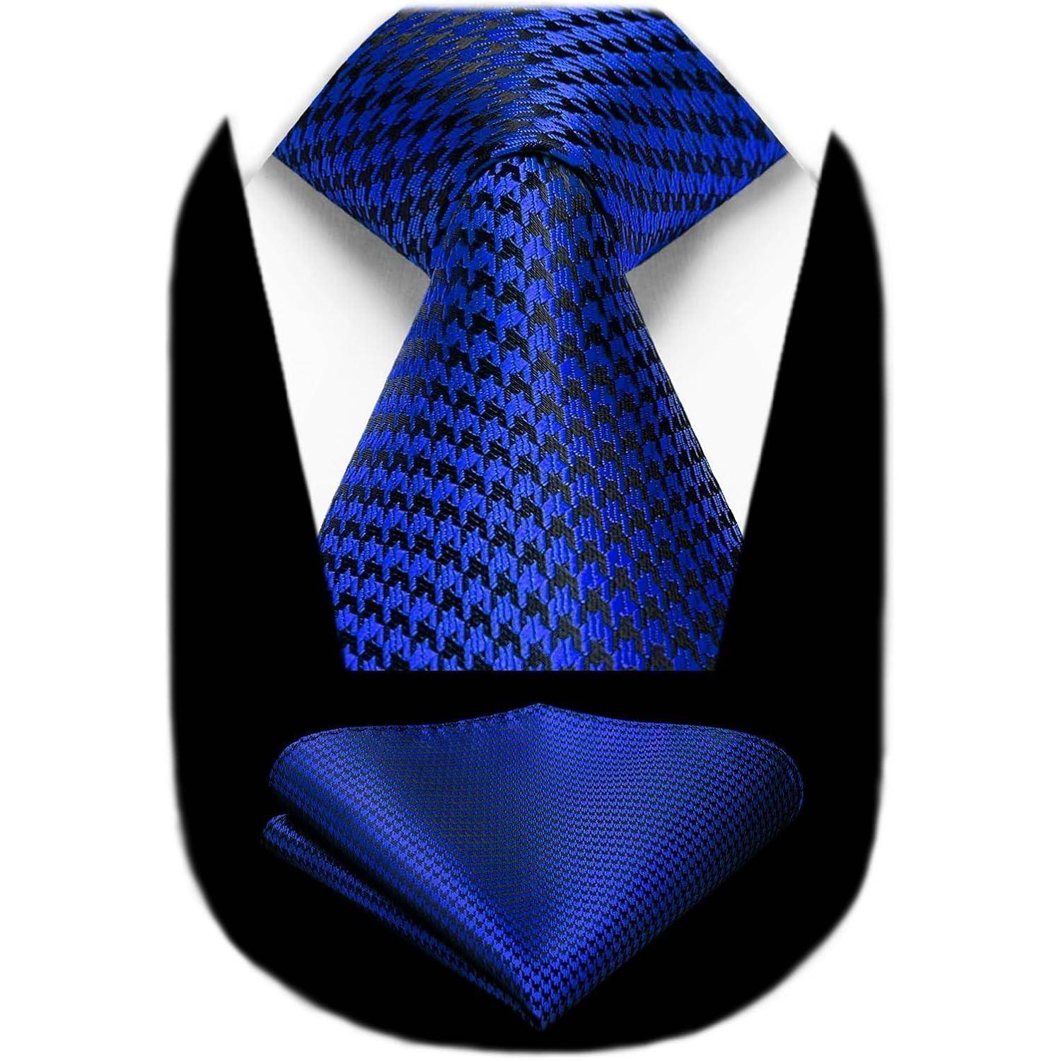 Krawatte Herren Einstecktuch Set Hochzeit Business Party Königsblau