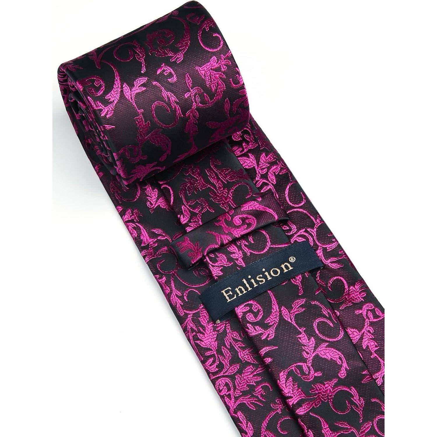 Krawatte Herren Hochzeit einfarbig Einstecktuch Set heißes Pink