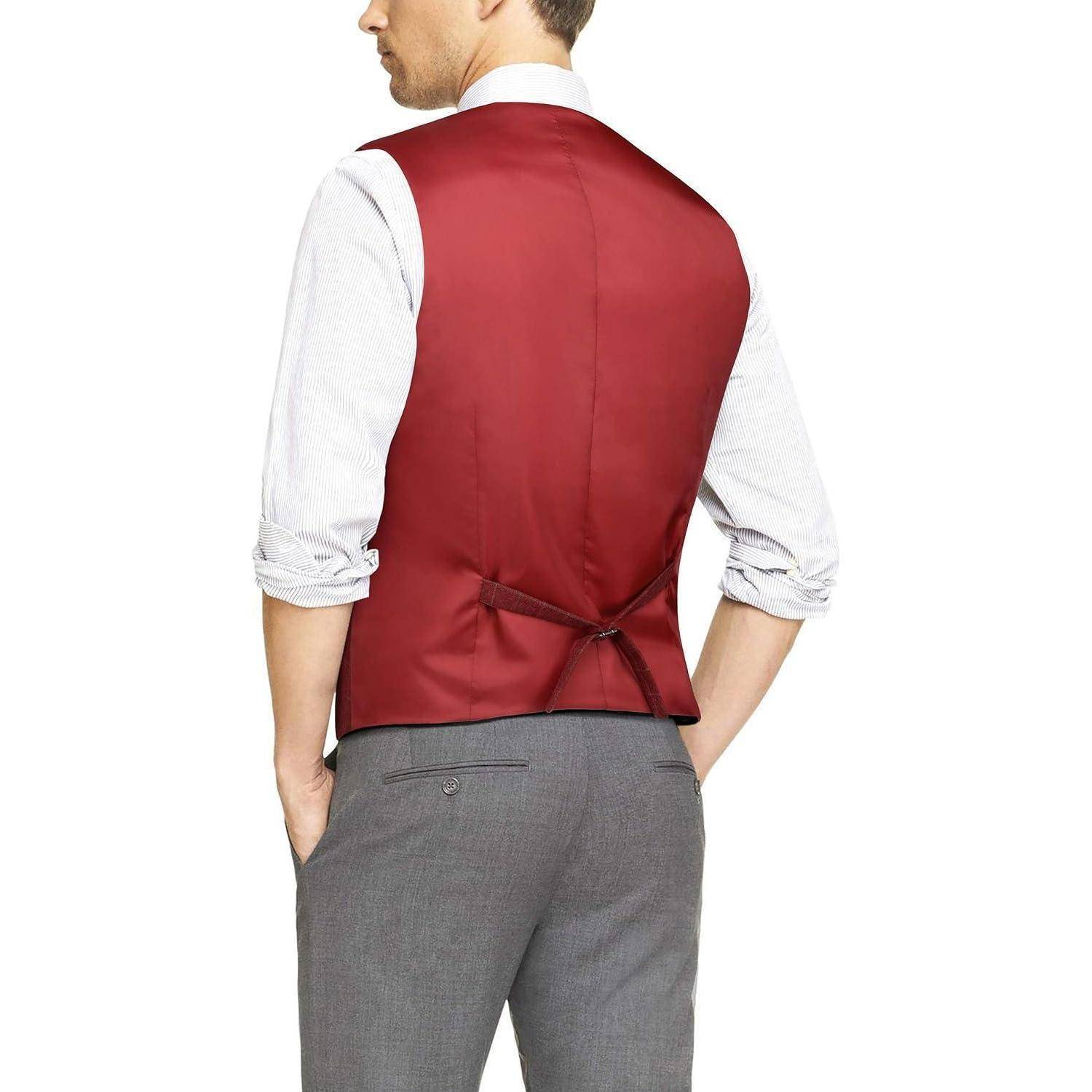 Weste Herren Baumwolle Plaid Anzug Kleid Hochzeitsfeier Burgund XXL