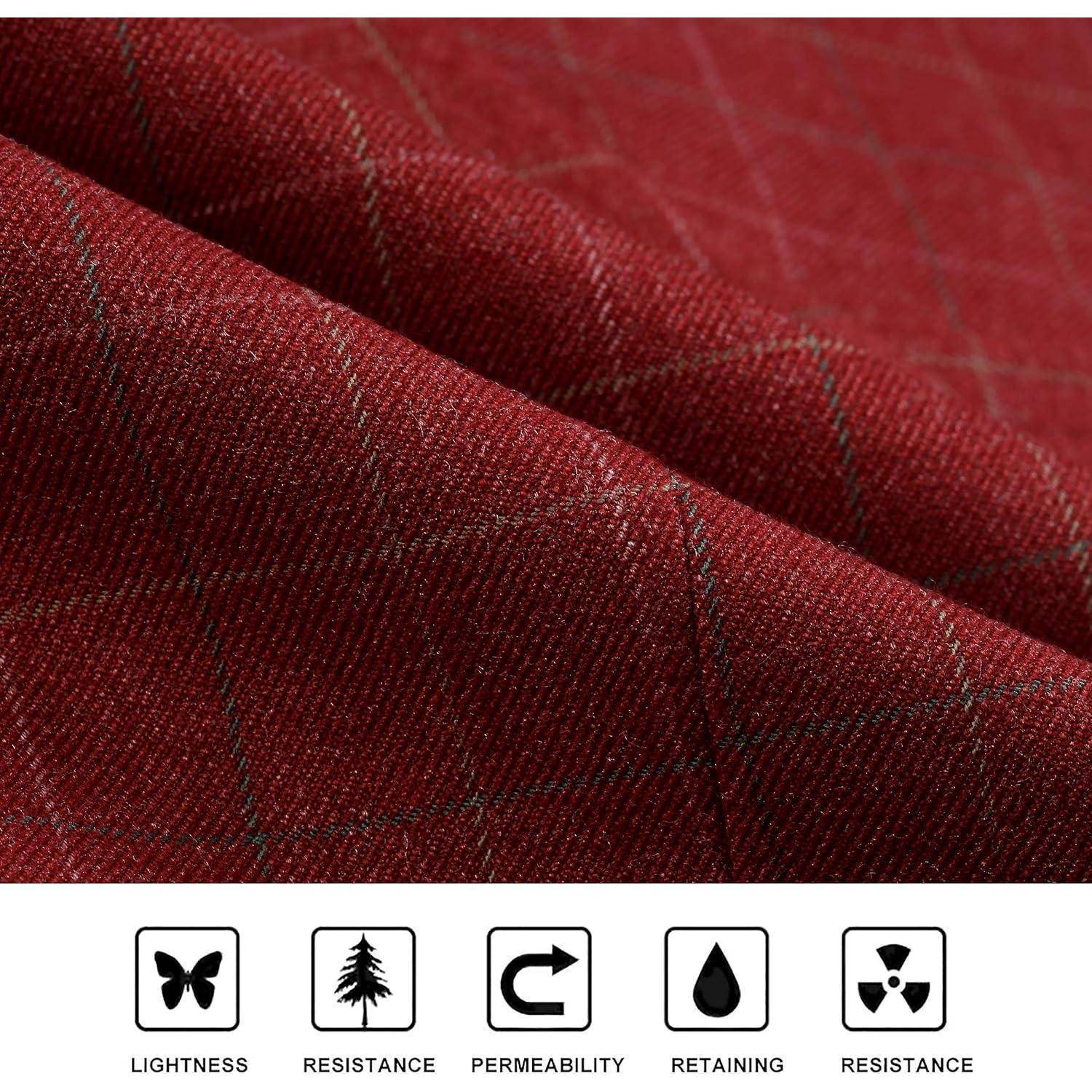 Weste Herren Baumwolle Plaid Anzug Kleid Hochzeitsfeier Burgund XXL