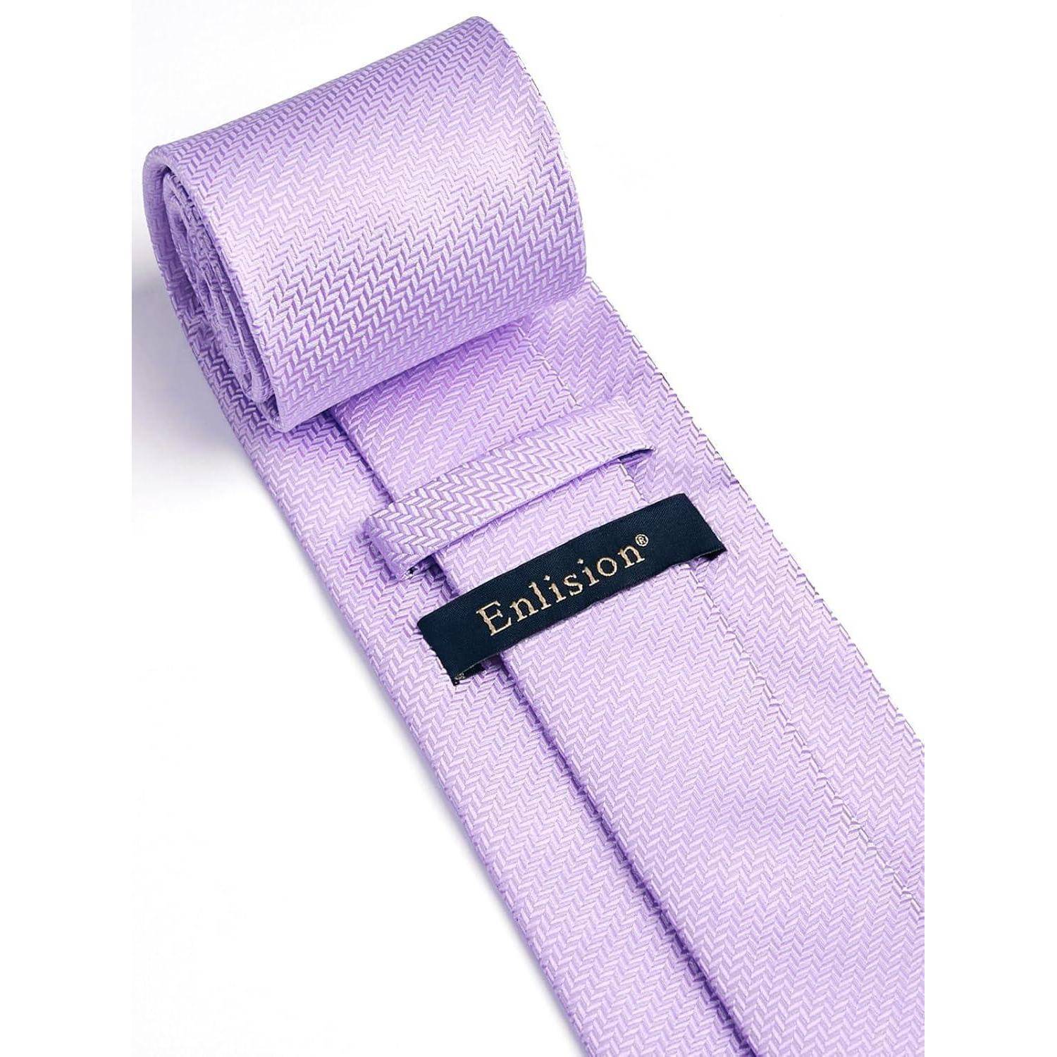 Krawatte Herren Hochzeit einfarbig Einstecktuch Set Hellviolett
