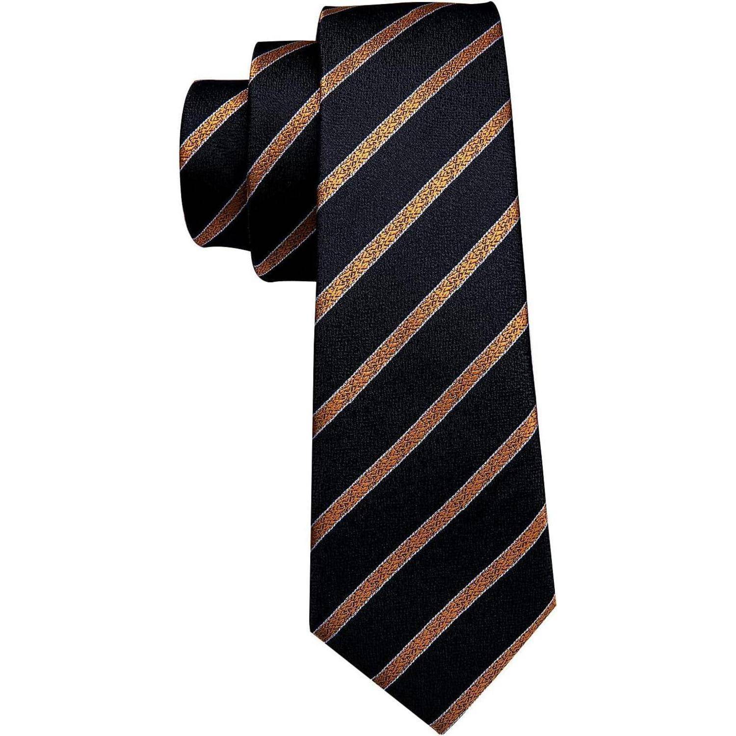 Krawatte Herren Seide Paisley Einstecktuch Hochzeit Schwarz goldfarben