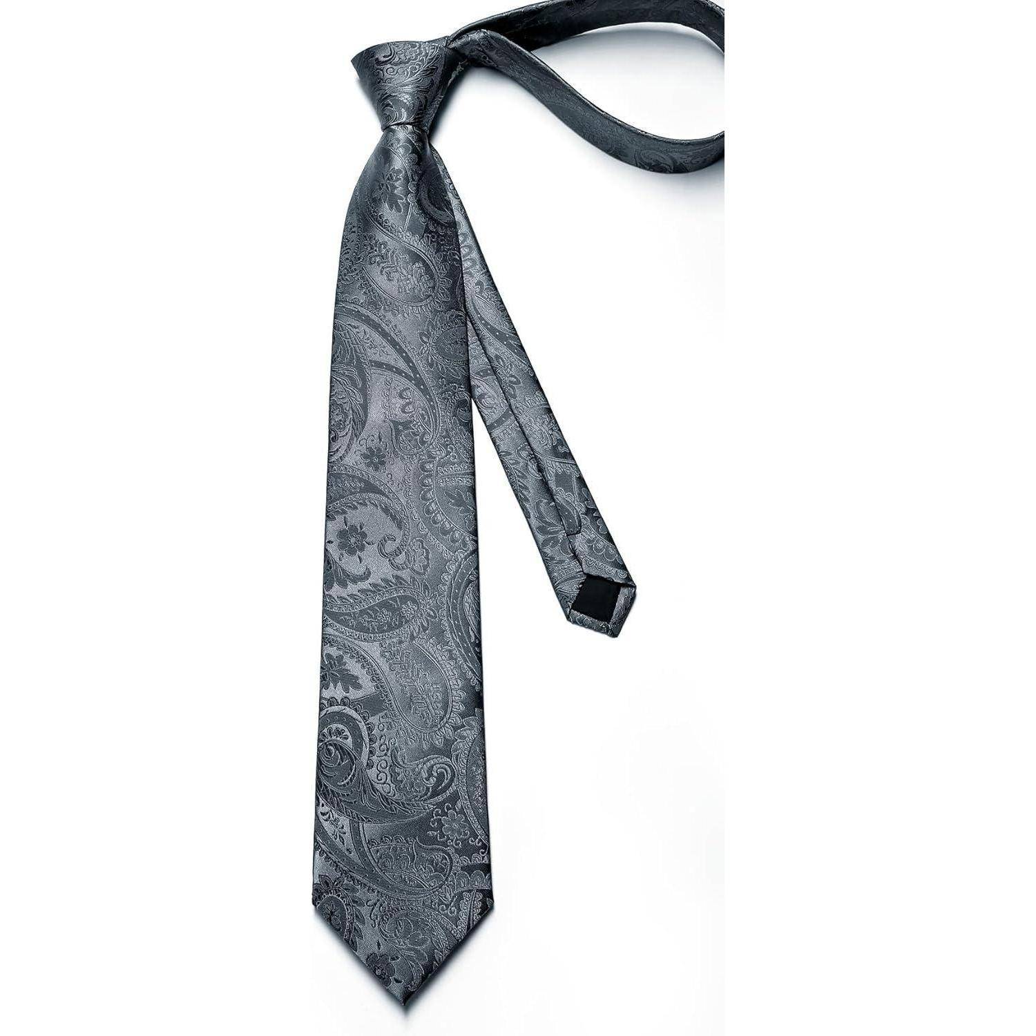Krawatten Herren Hochzeit Einstecktuch Paisley Einheitsgröße J-grey-2