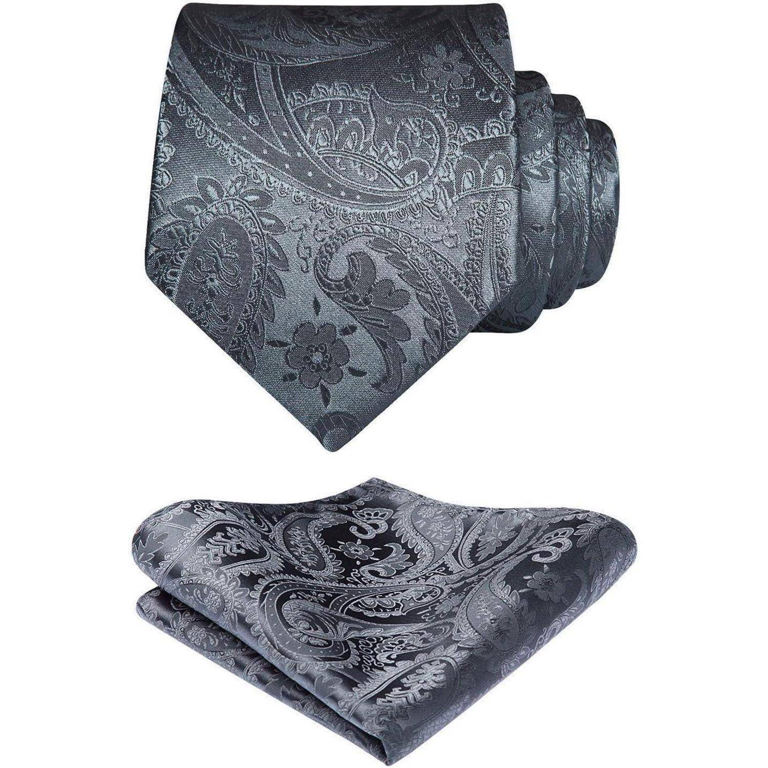 Krawatten Herren Hochzeit Einstecktuch Paisley Einheitsgröße J-grey-2