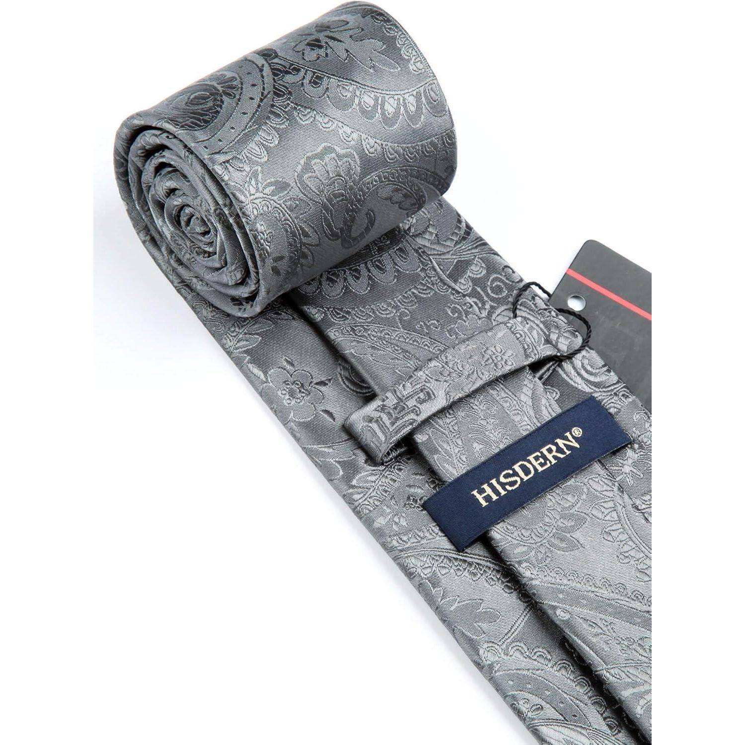 Krawatten Herren Hochzeit Einstecktuch Paisley Einheitsgröße J-grey-2