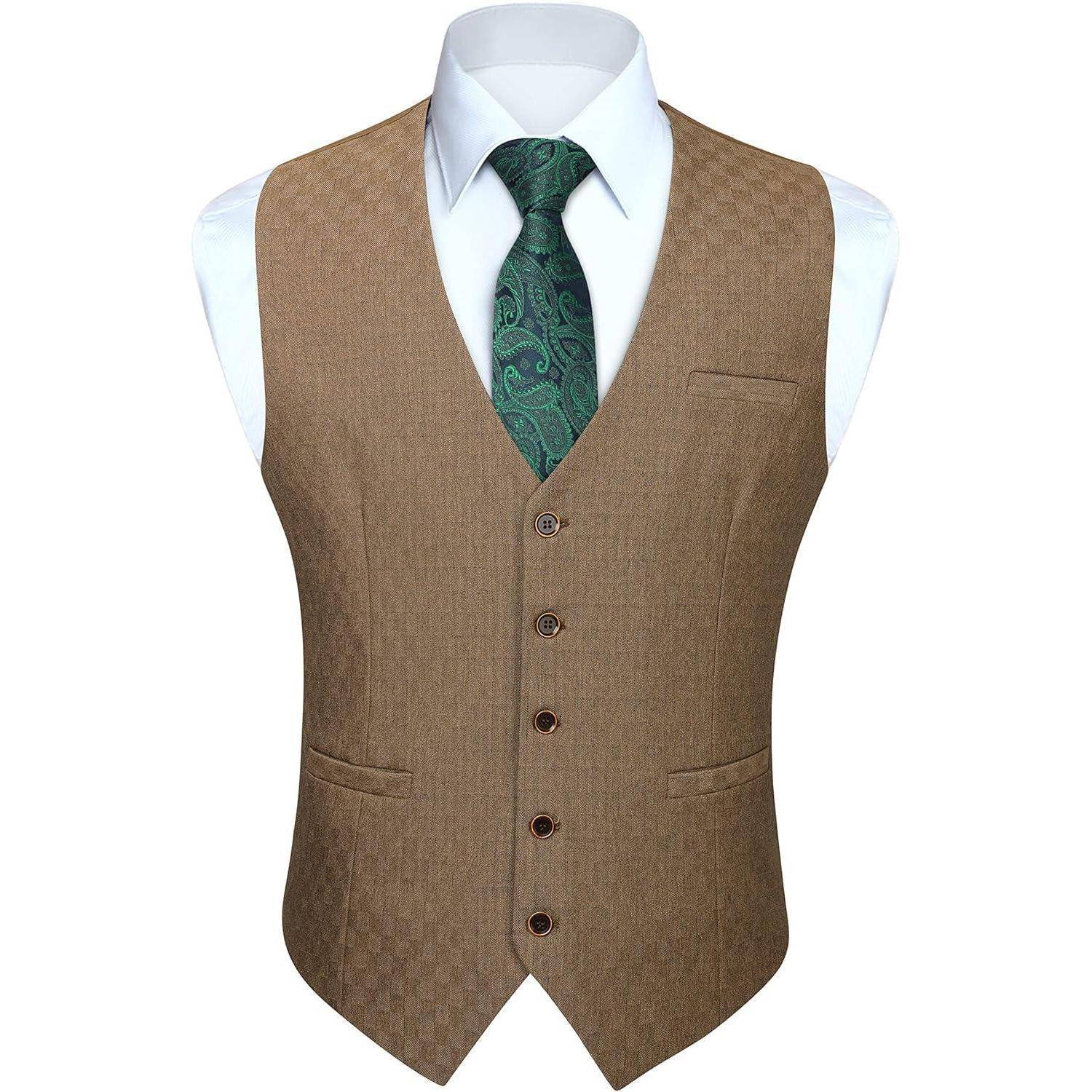 Anzugweste Herren Baumwolle V Ausschnitt Hochzeit Business 3XL Braun