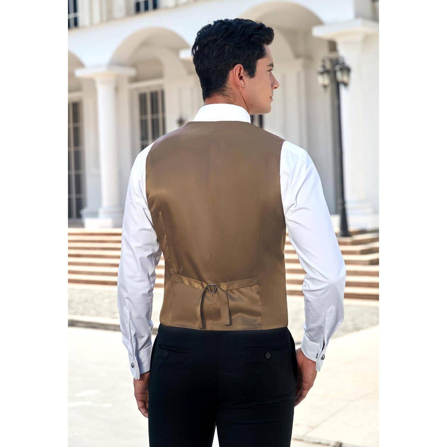 Anzugweste Herren Baumwolle V Ausschnitt Hochzeit Business 3XL Braun