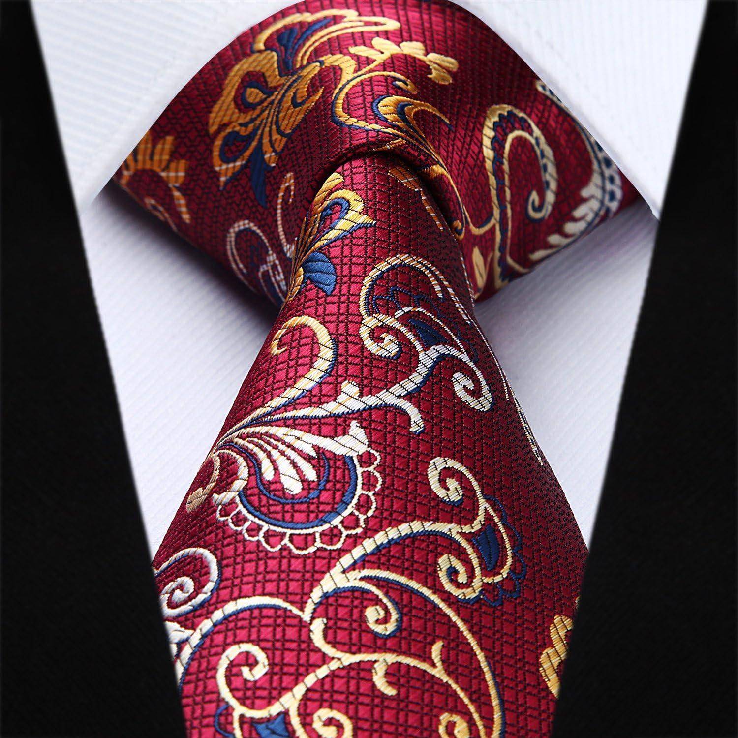 Krawatte Herren Einstecktuch Paisley Blume Hochzeit Set Burgund