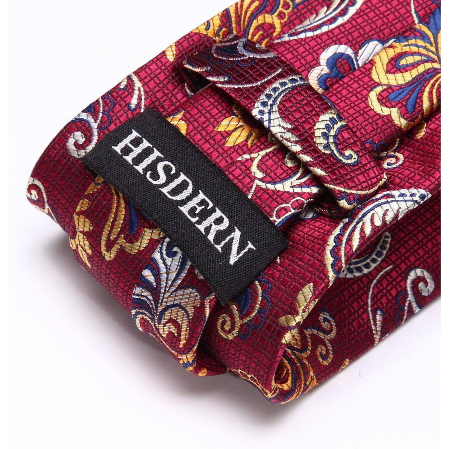 Krawatte Herren Einstecktuch Paisley Blume Hochzeit Set Burgund