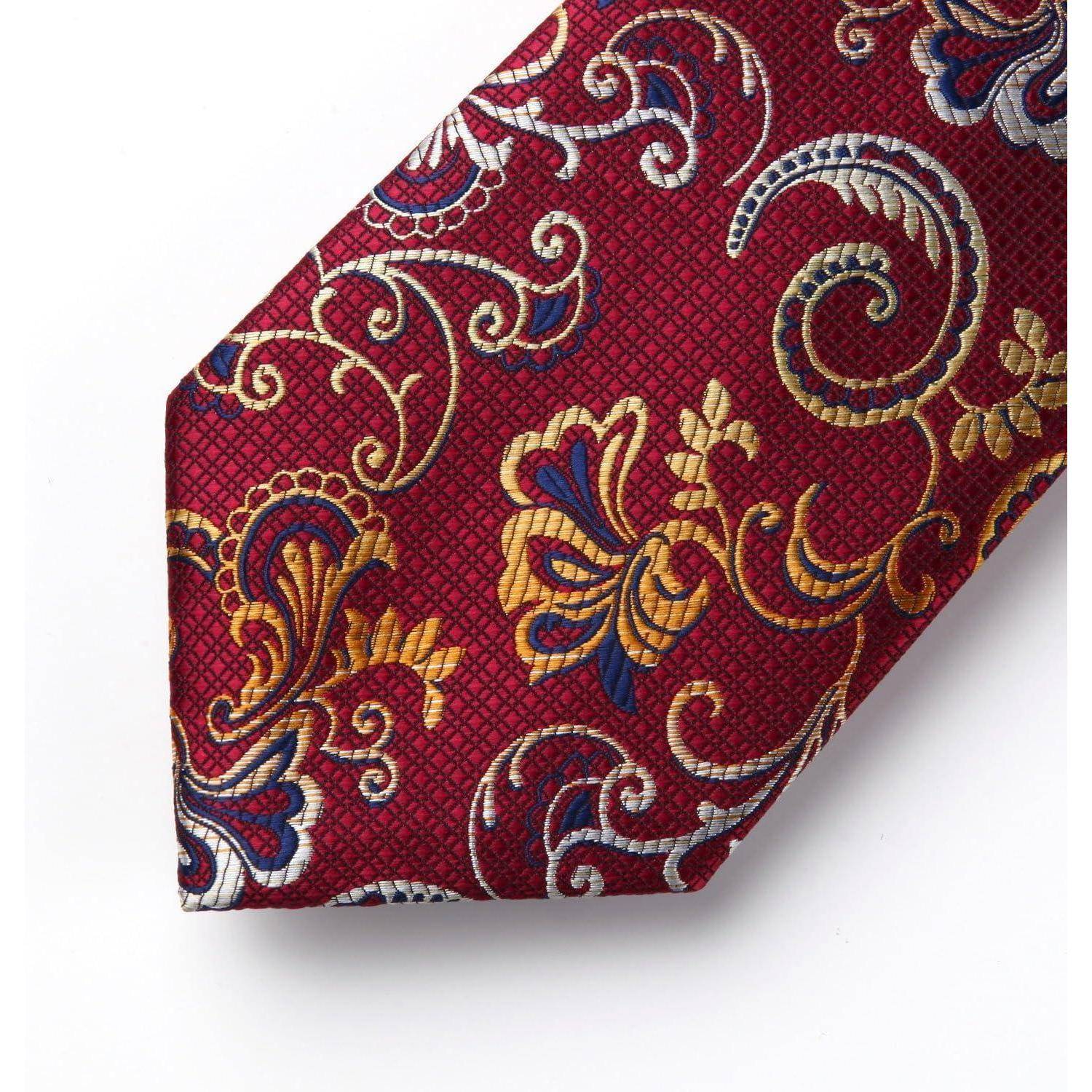 Krawatte Herren Einstecktuch Paisley Blume Hochzeit Set Burgund