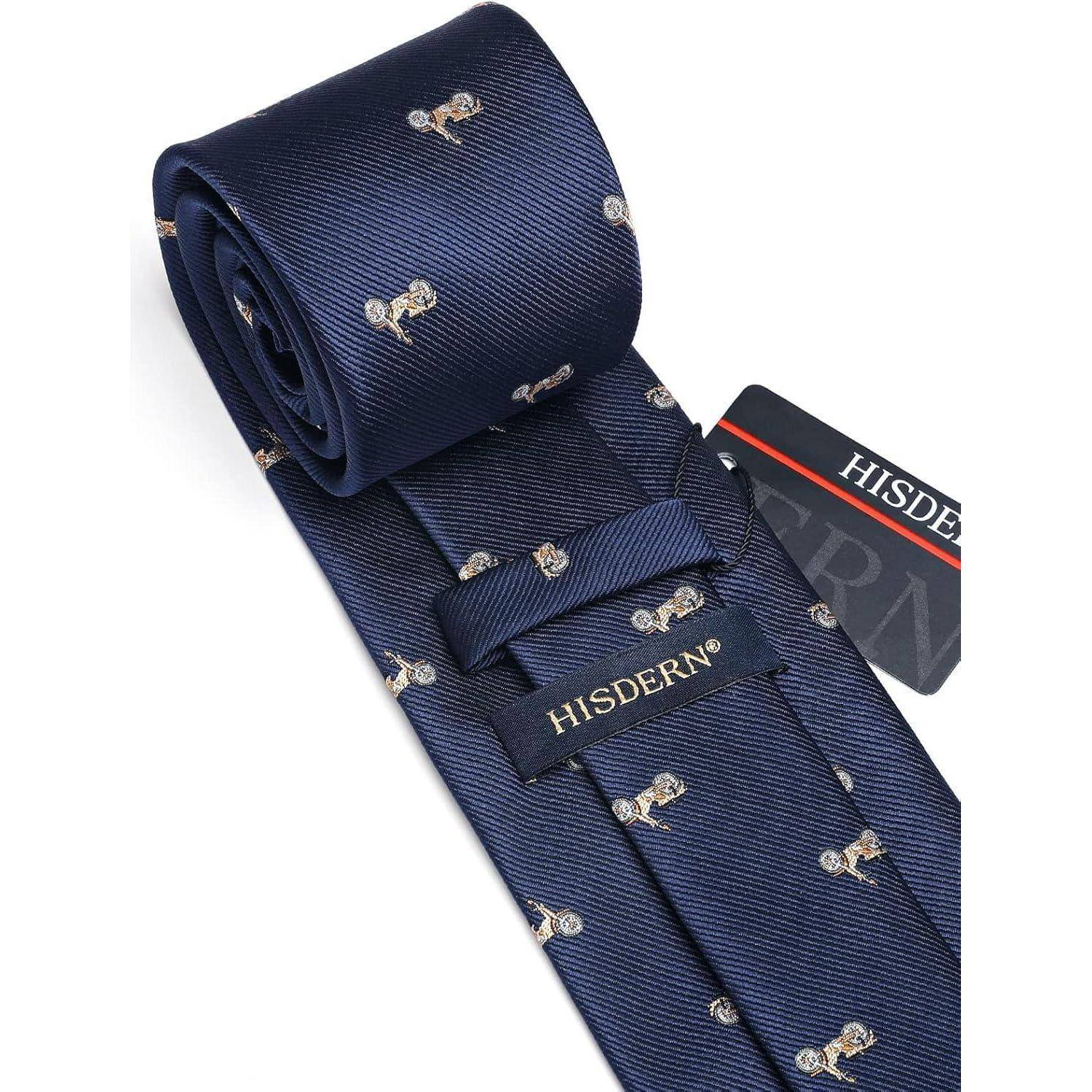 Krawatte Herren Hochzeit Tiermuster Navy Blau-6 Einheitsgröße