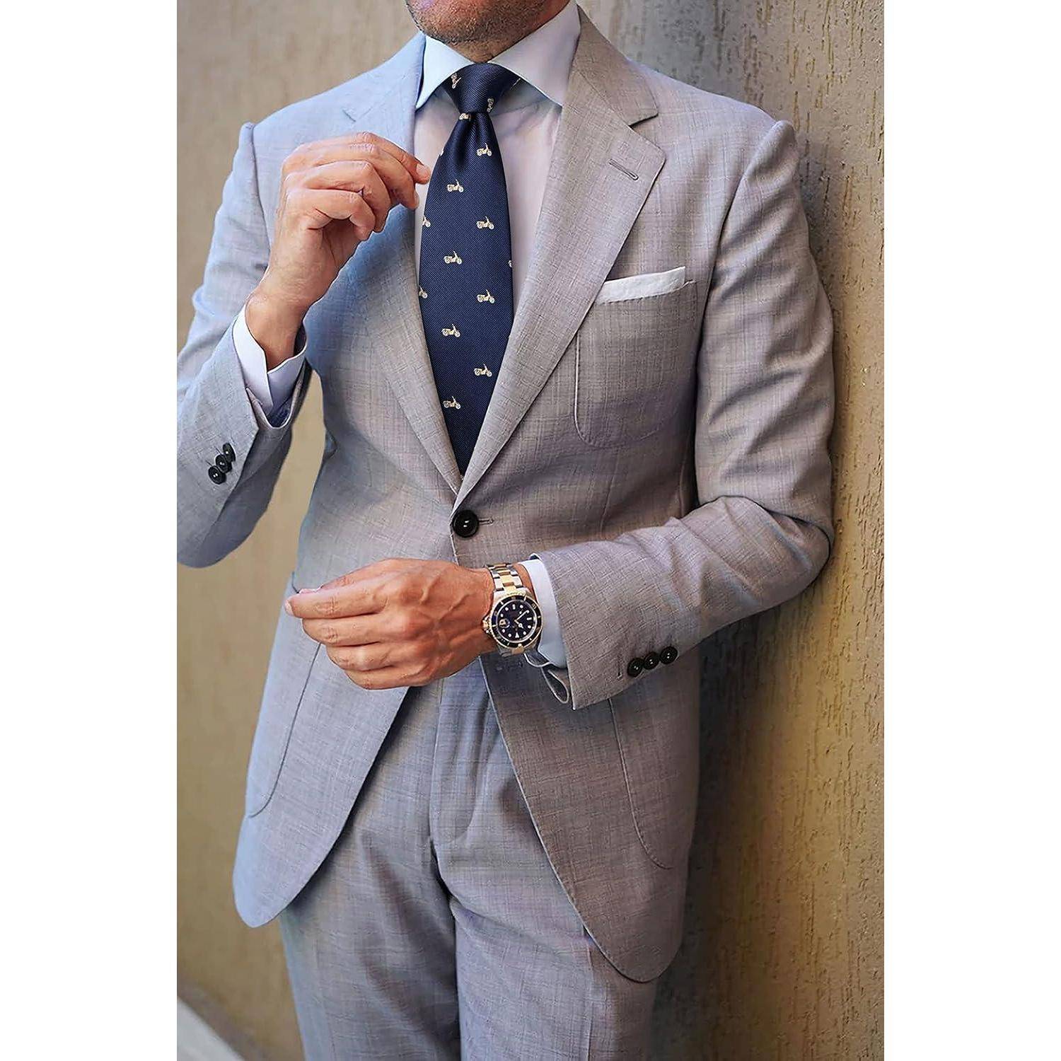 Krawatte Herren Hochzeit Tiermuster Navy Blau-6 Einheitsgröße