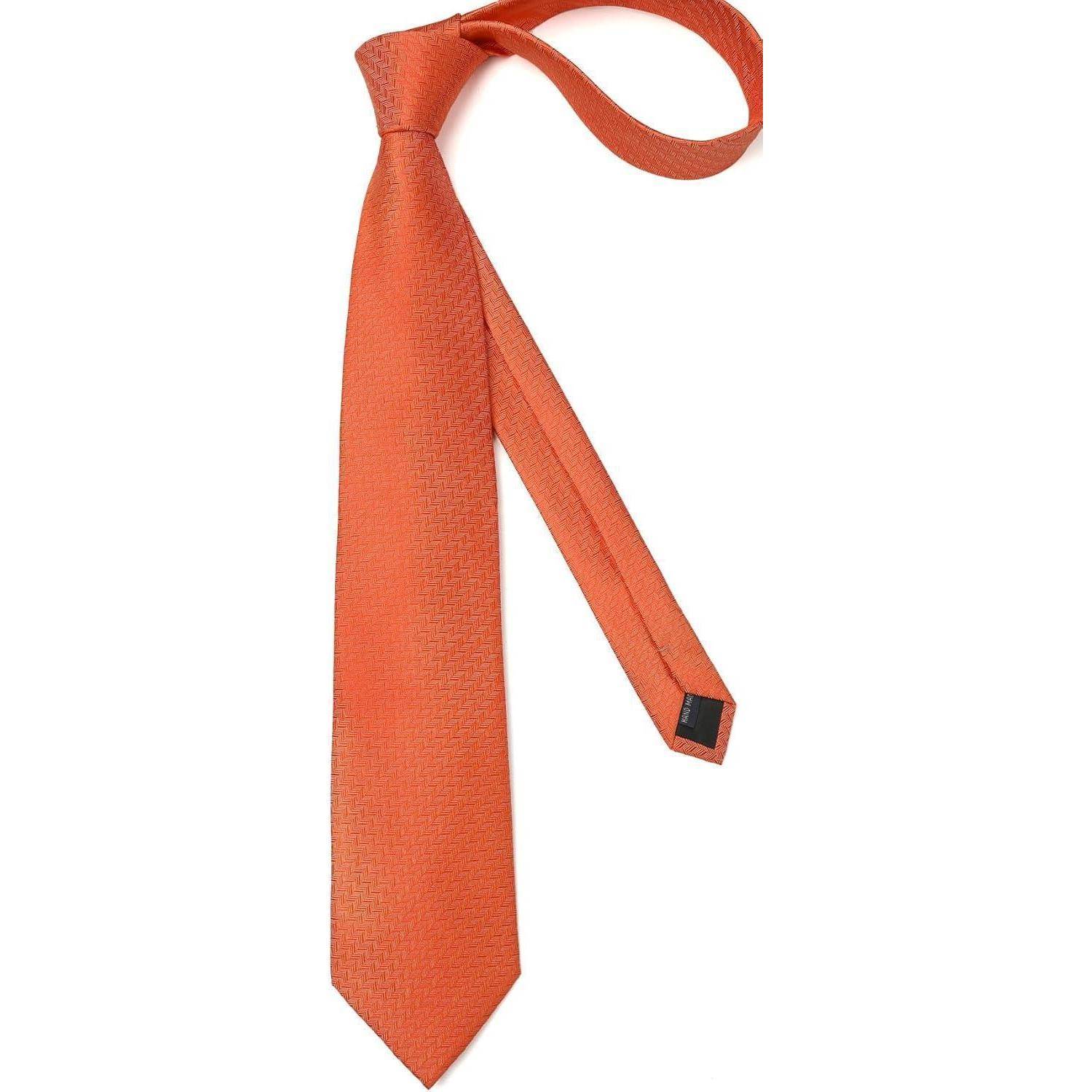 Krawatte Herren Seide Paisley Set Einstecktuch Hochzeit E2 Orange