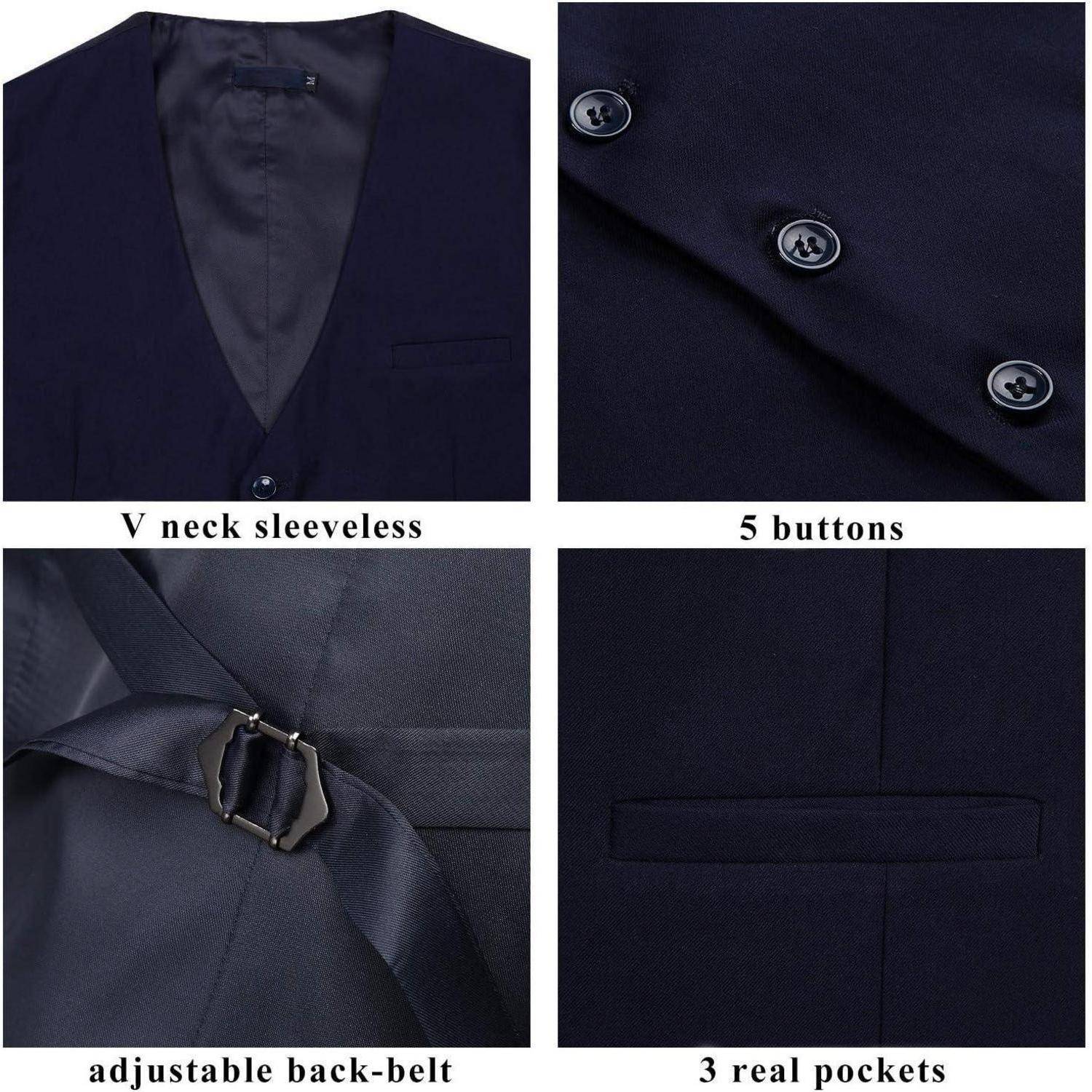 Anzugweste Herren Hochzeit Business Taschen XS 4XL 3XL Navy Blau