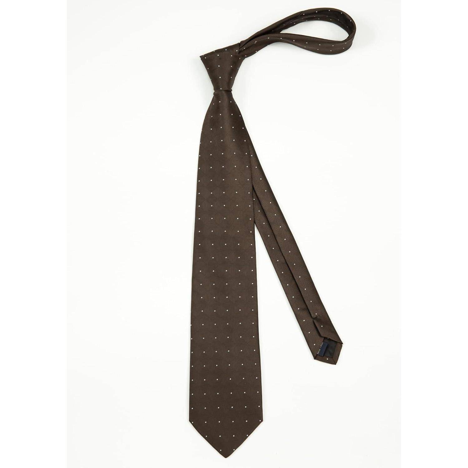 Krawatte Herren Hochzeit Plaid Einstecktuch Business Set Braun