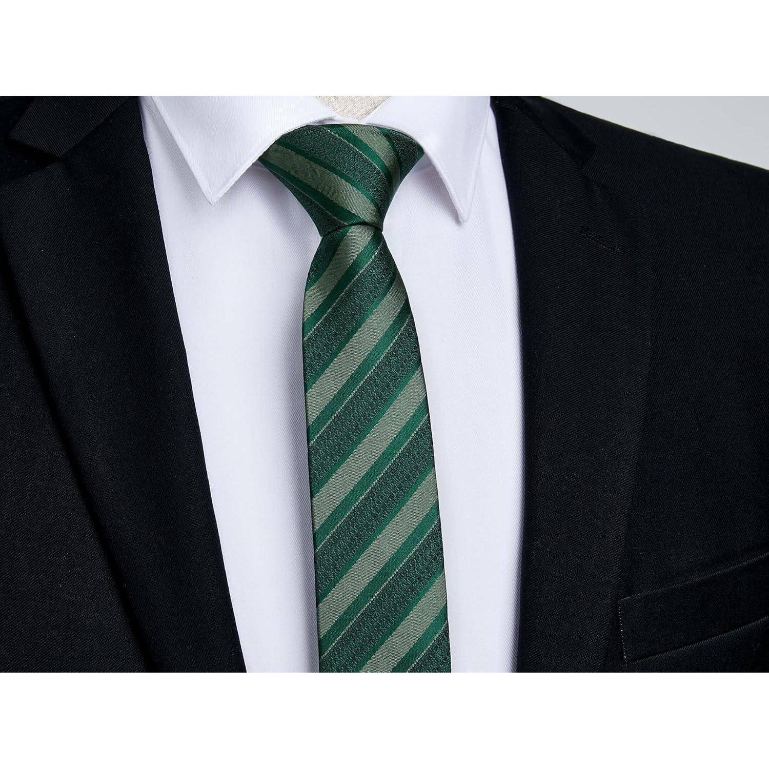 Krawatte Herren 6cm Hochzeit Business Einheitsgröße Grün Gestreift