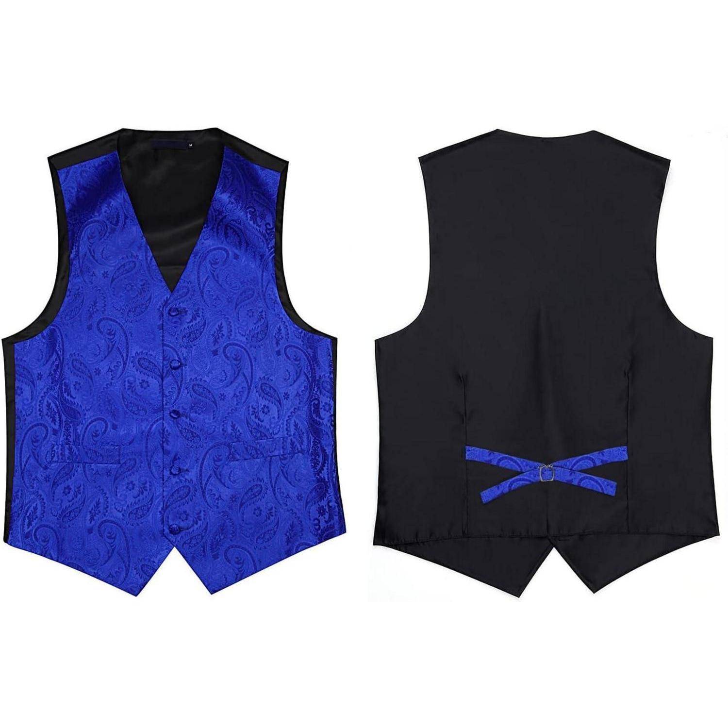 Anzugweste Herren Krawatte Einstecktuch Paisley Hochzeit Blau-L M