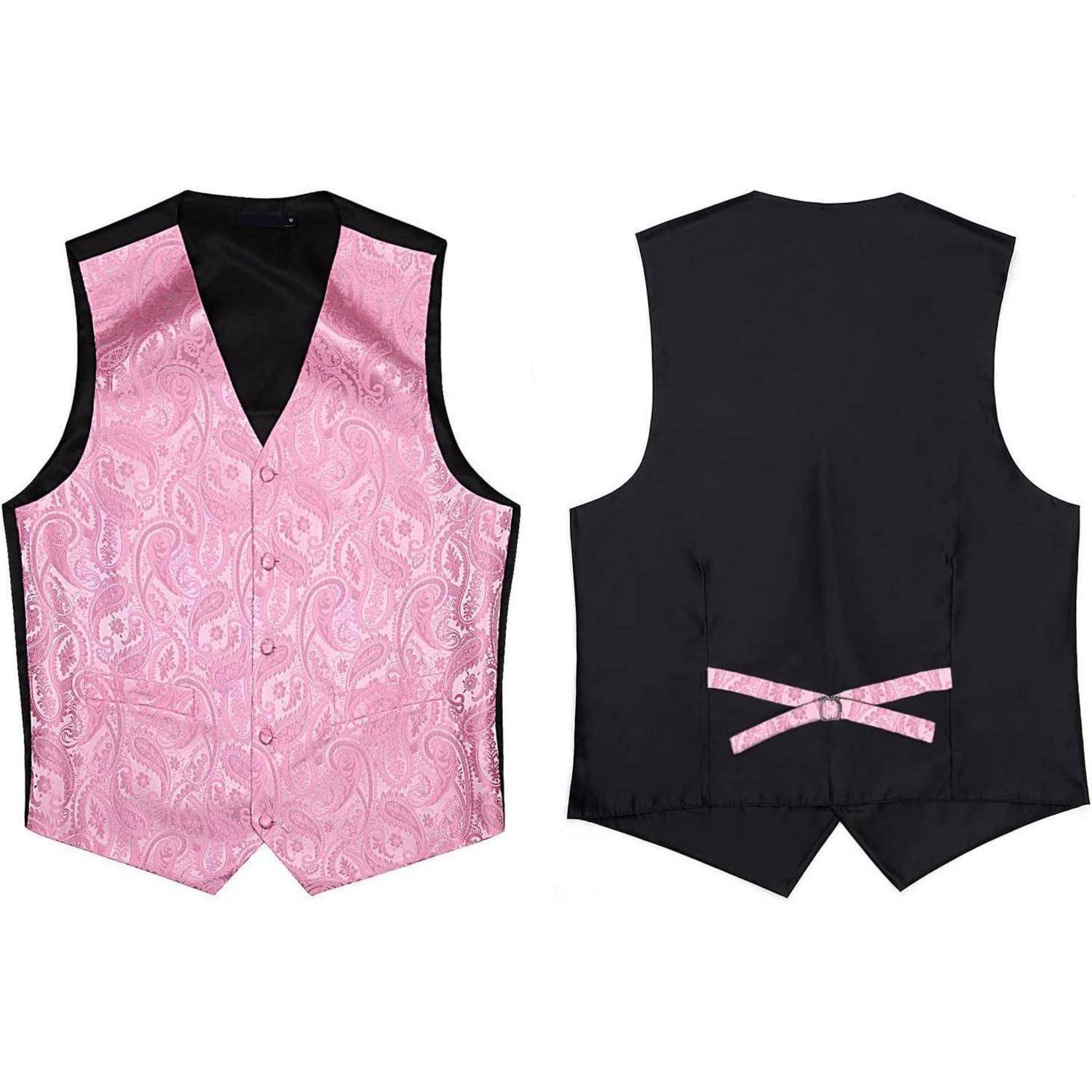 Anzugweste Herren Hochzeit Paisley Krawatte Einstecktuch Rosa L