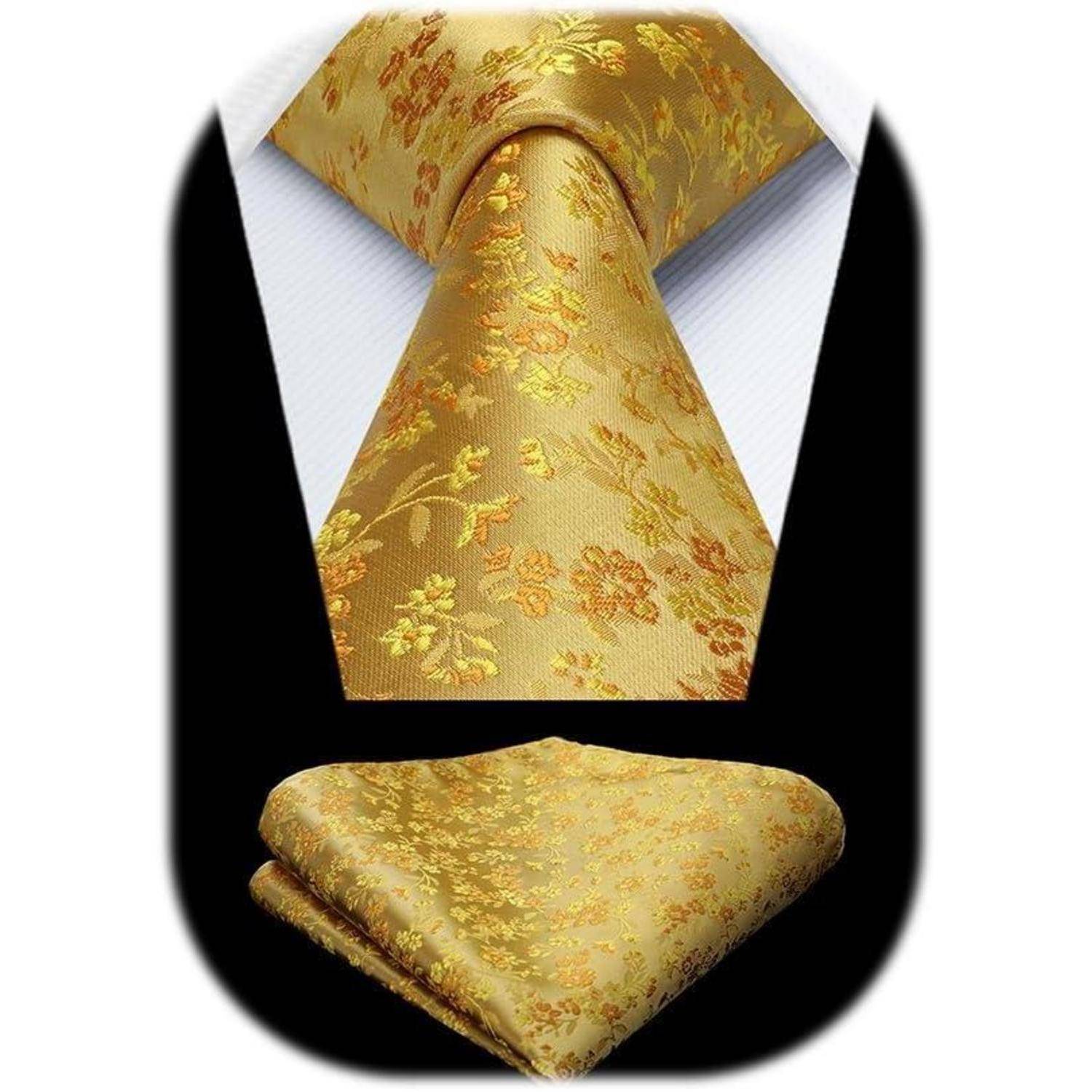 Krawatte Einstecktuch Herren Seide Hochzeit G22-gold Einheitsgröße