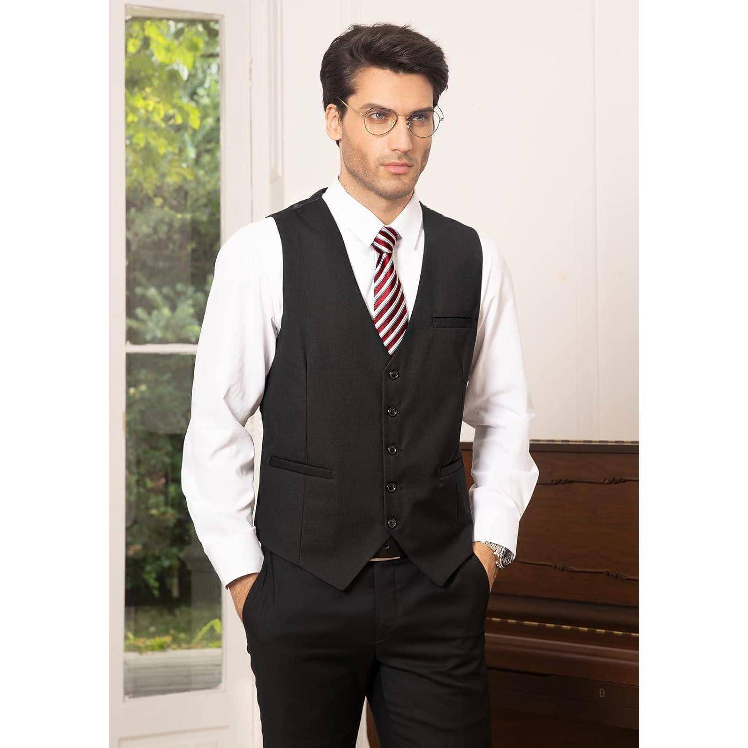 Anzugweste Herren Hochzeit Business Taschen S Schwarz
