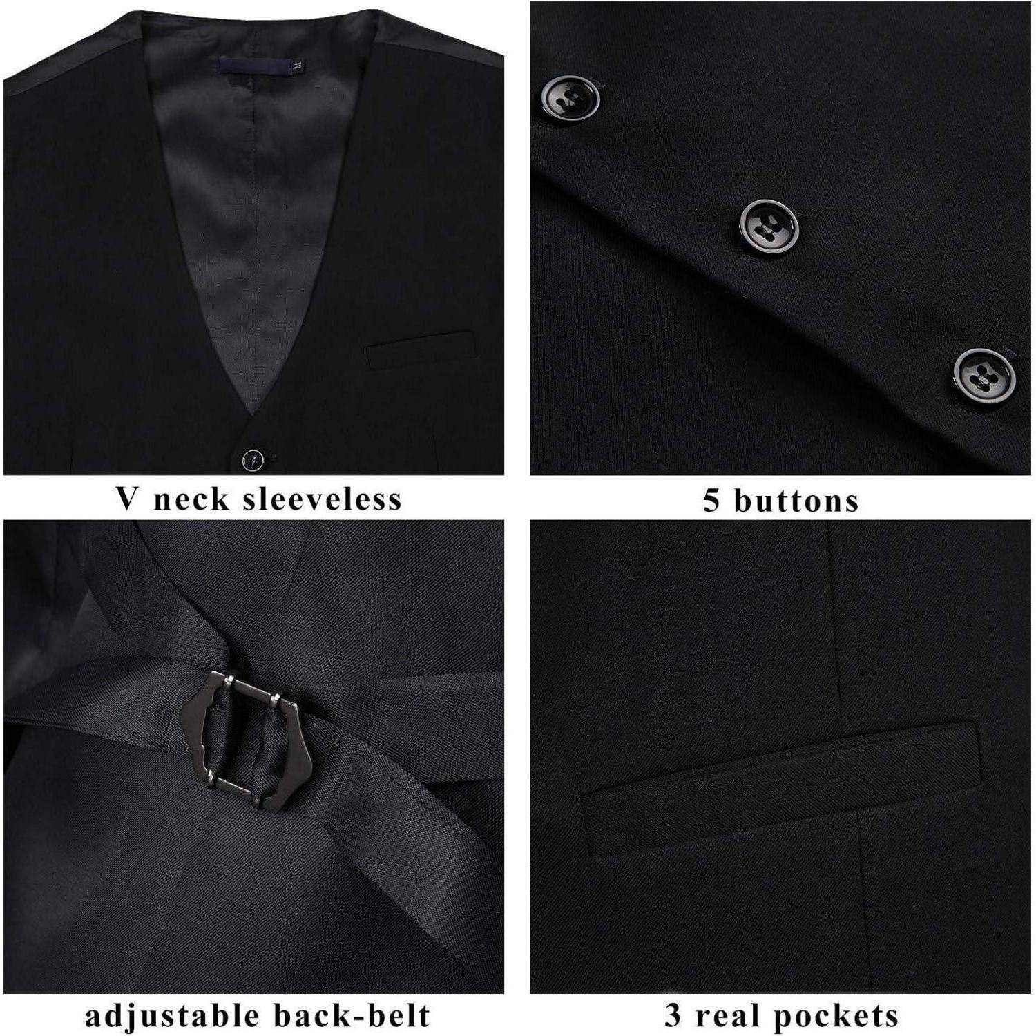 Anzugweste Herren Hochzeit Business Taschen S Schwarz